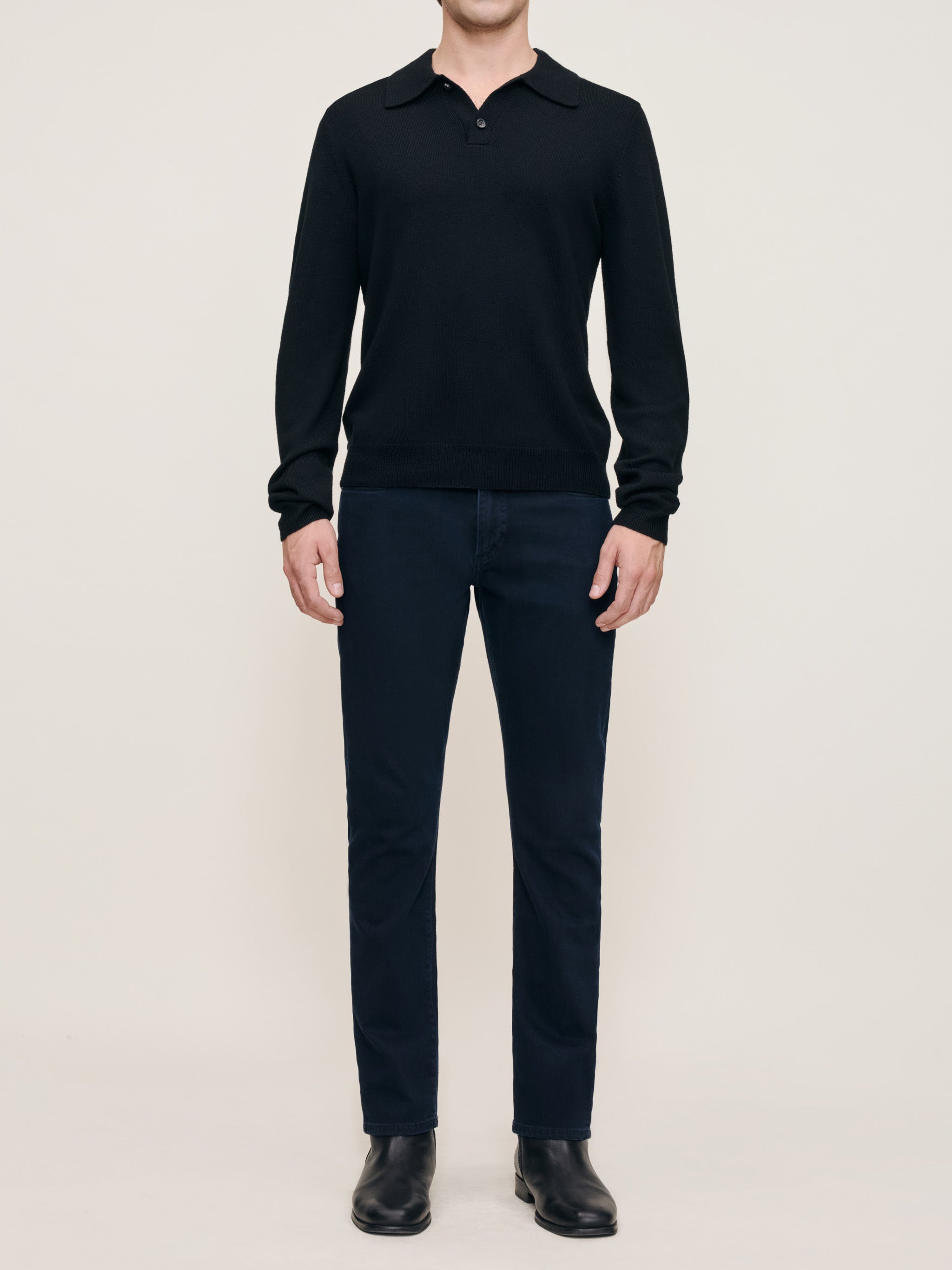 Knit Polo Long Sleeve | Black