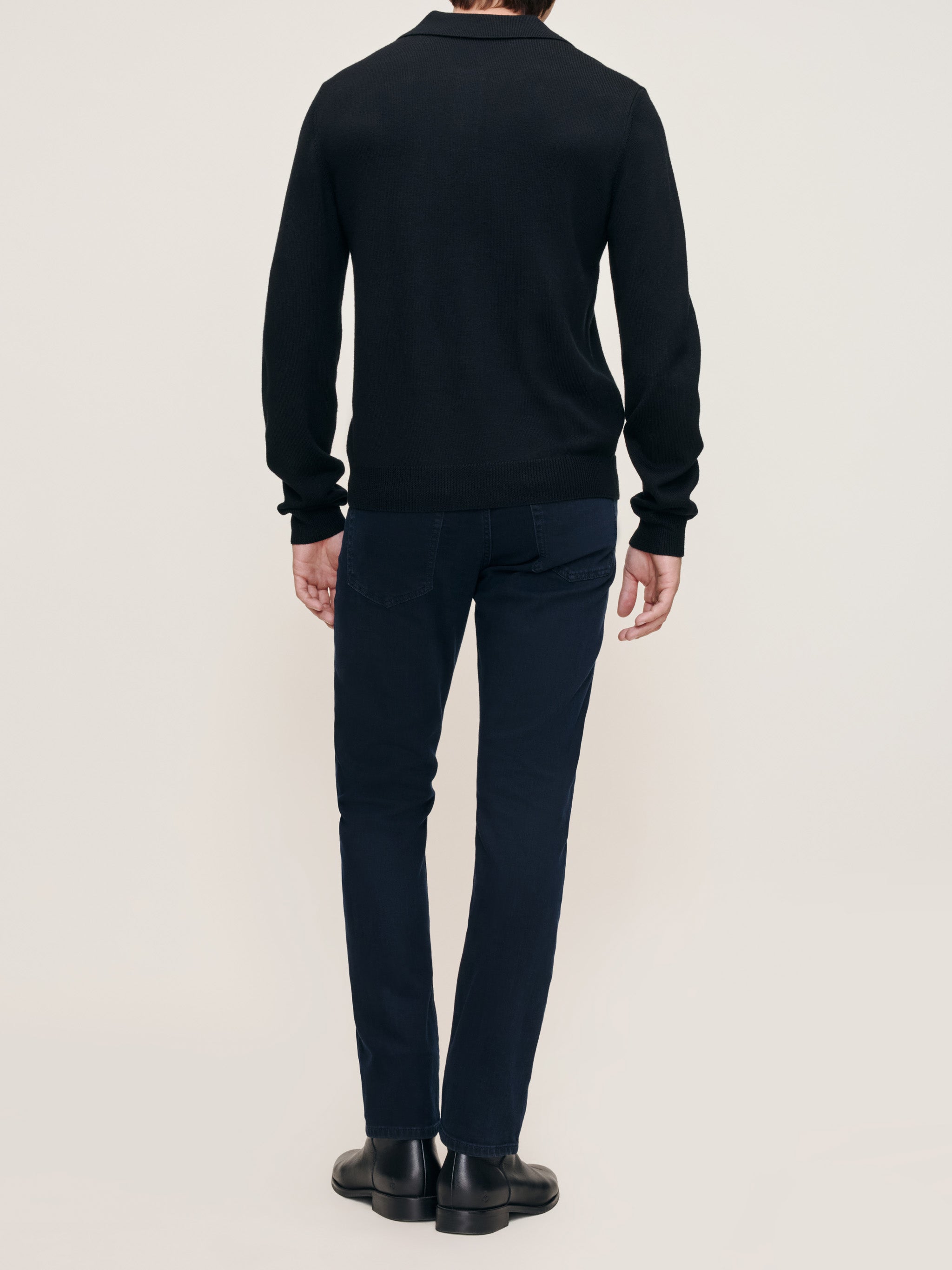 Knit Polo Long Sleeve | Black