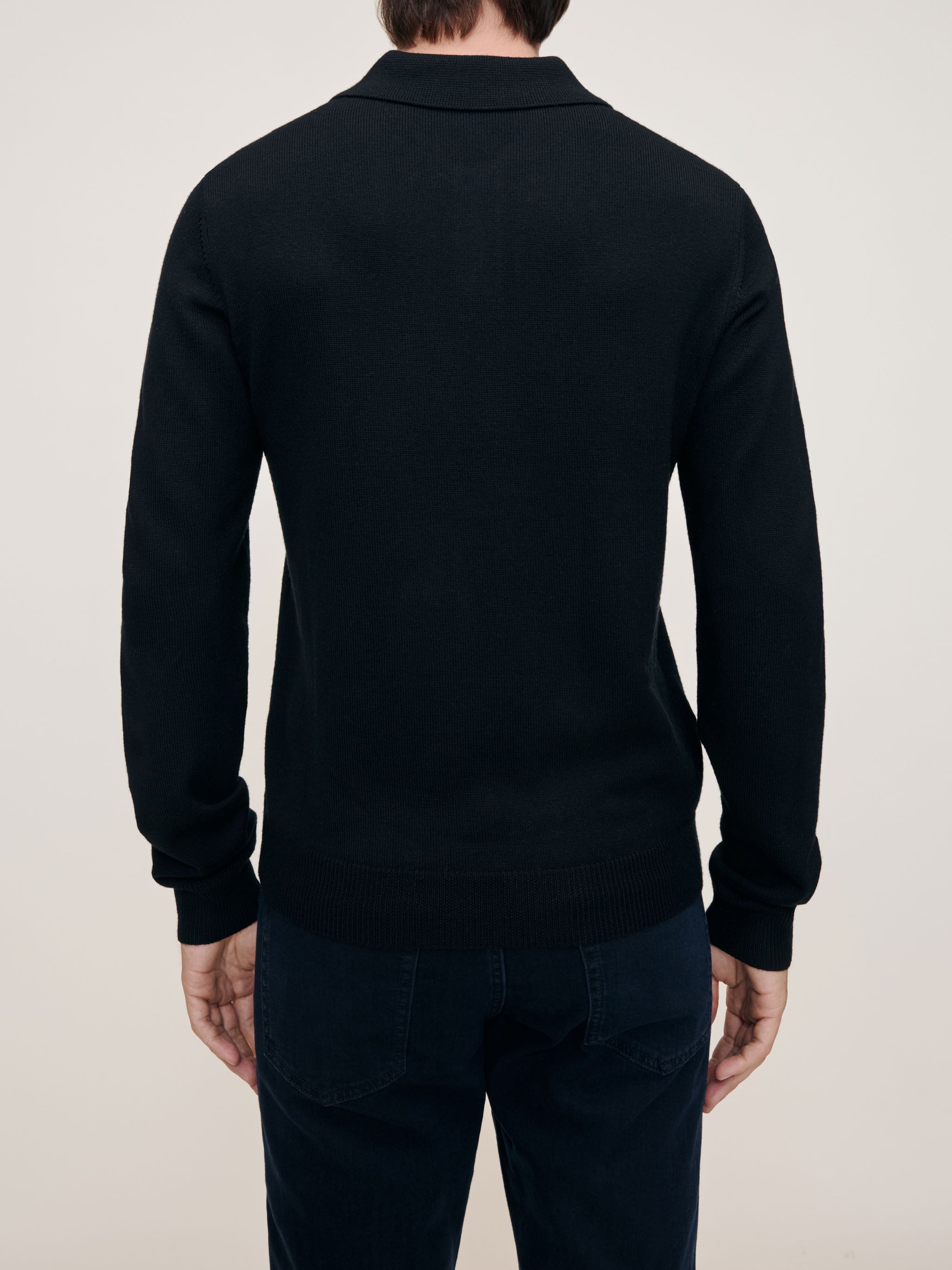 Knit Polo Long Sleeve | Black