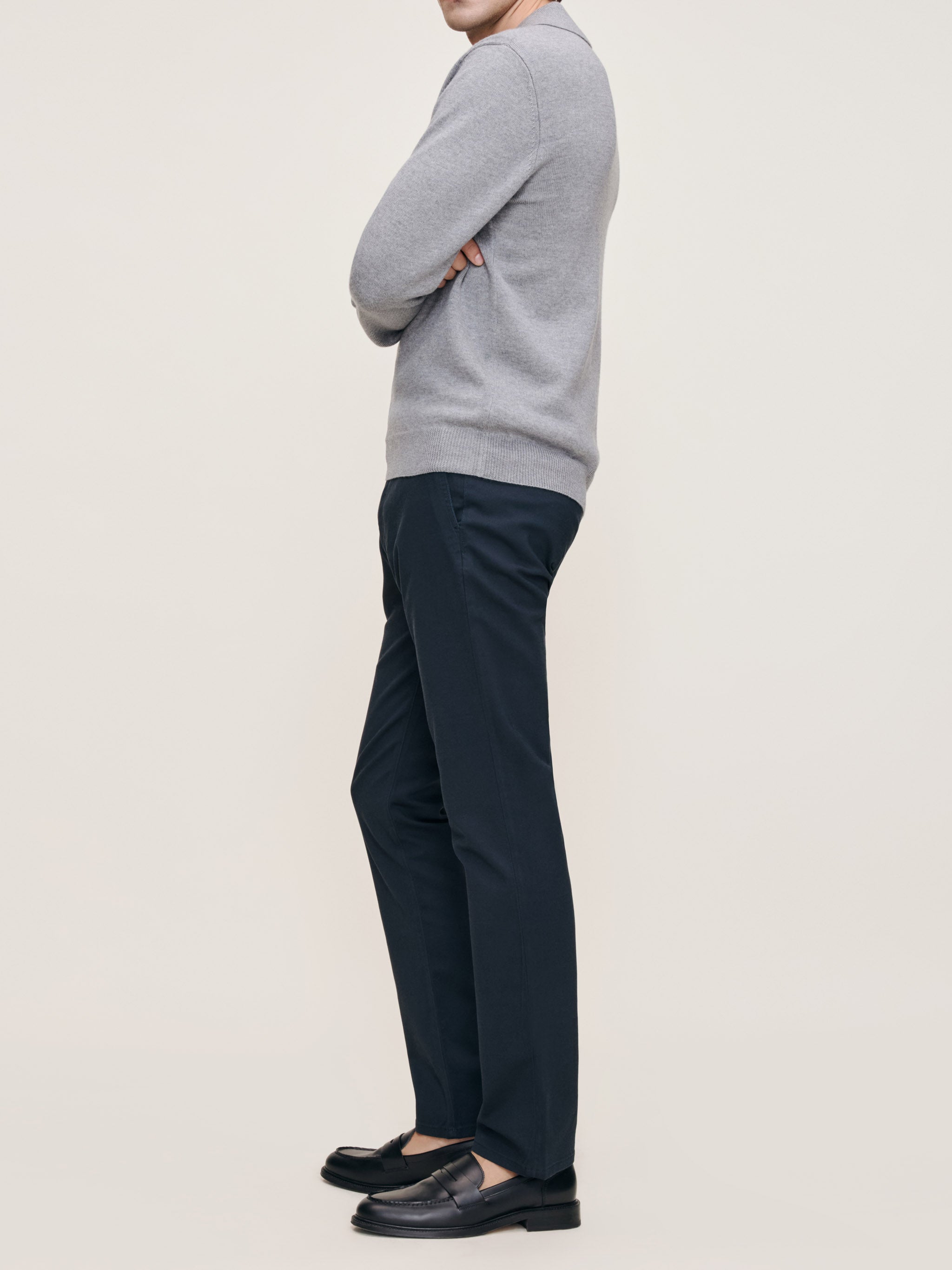 Knit Polo Long Sleeve | Grey Melange
