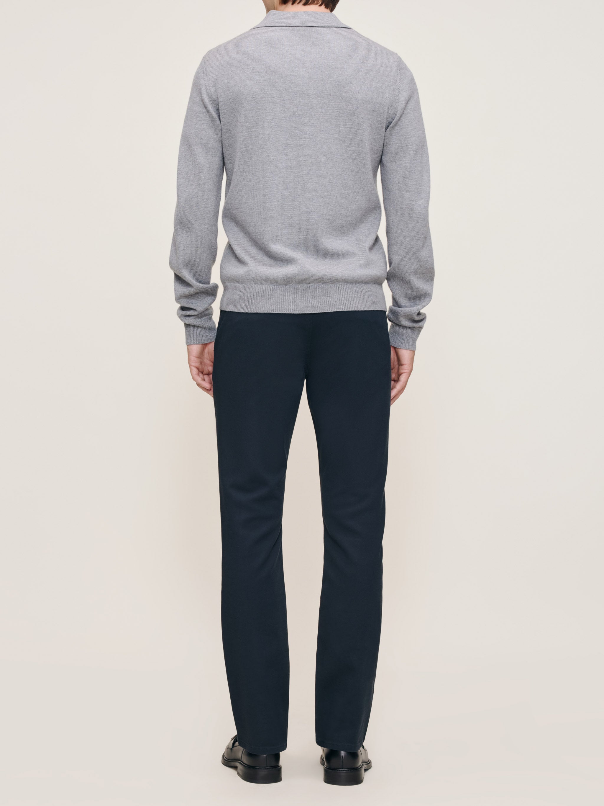 Knit Polo Long Sleeve | Grey Melange