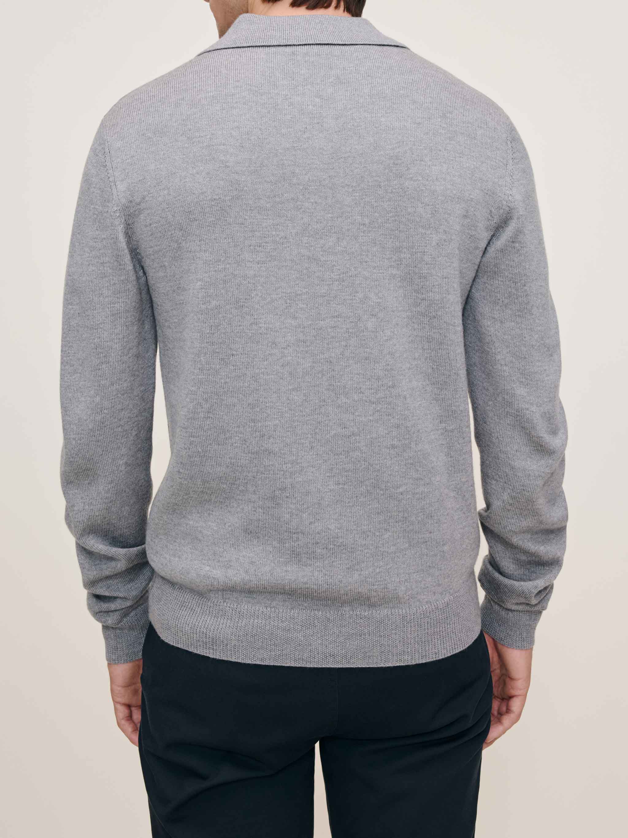 Knit Polo Long Sleeve | Grey Melange