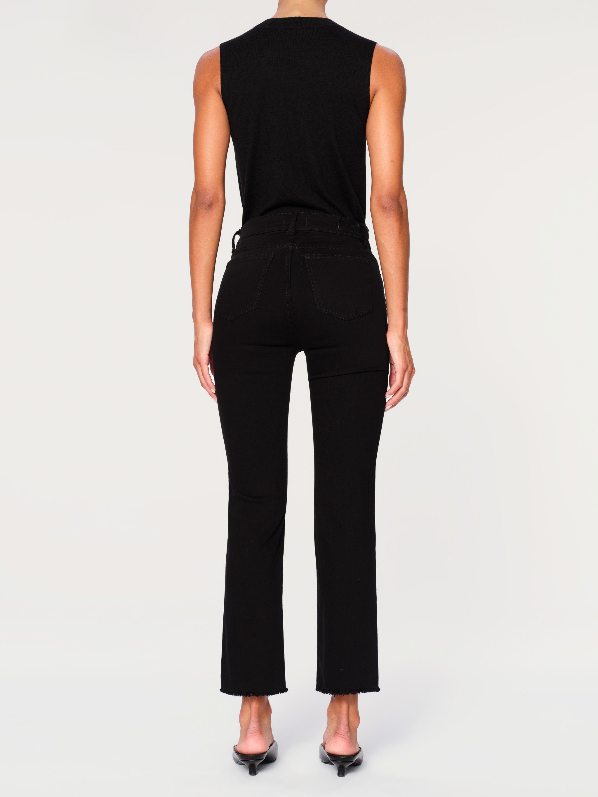 Mara Straight Mid Rise Instasculpt™ Ankle Jeans | Black Peached Raw