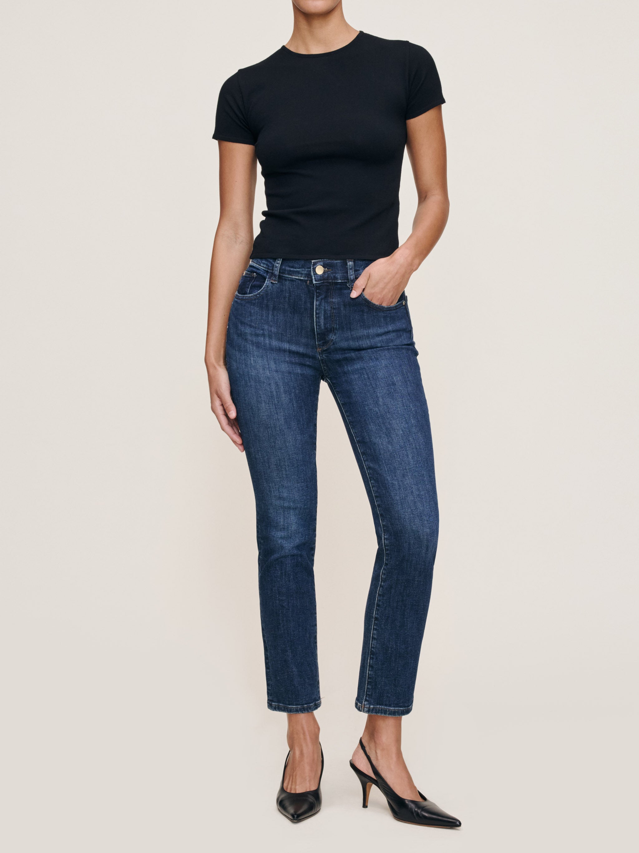 women's straight blue jean
