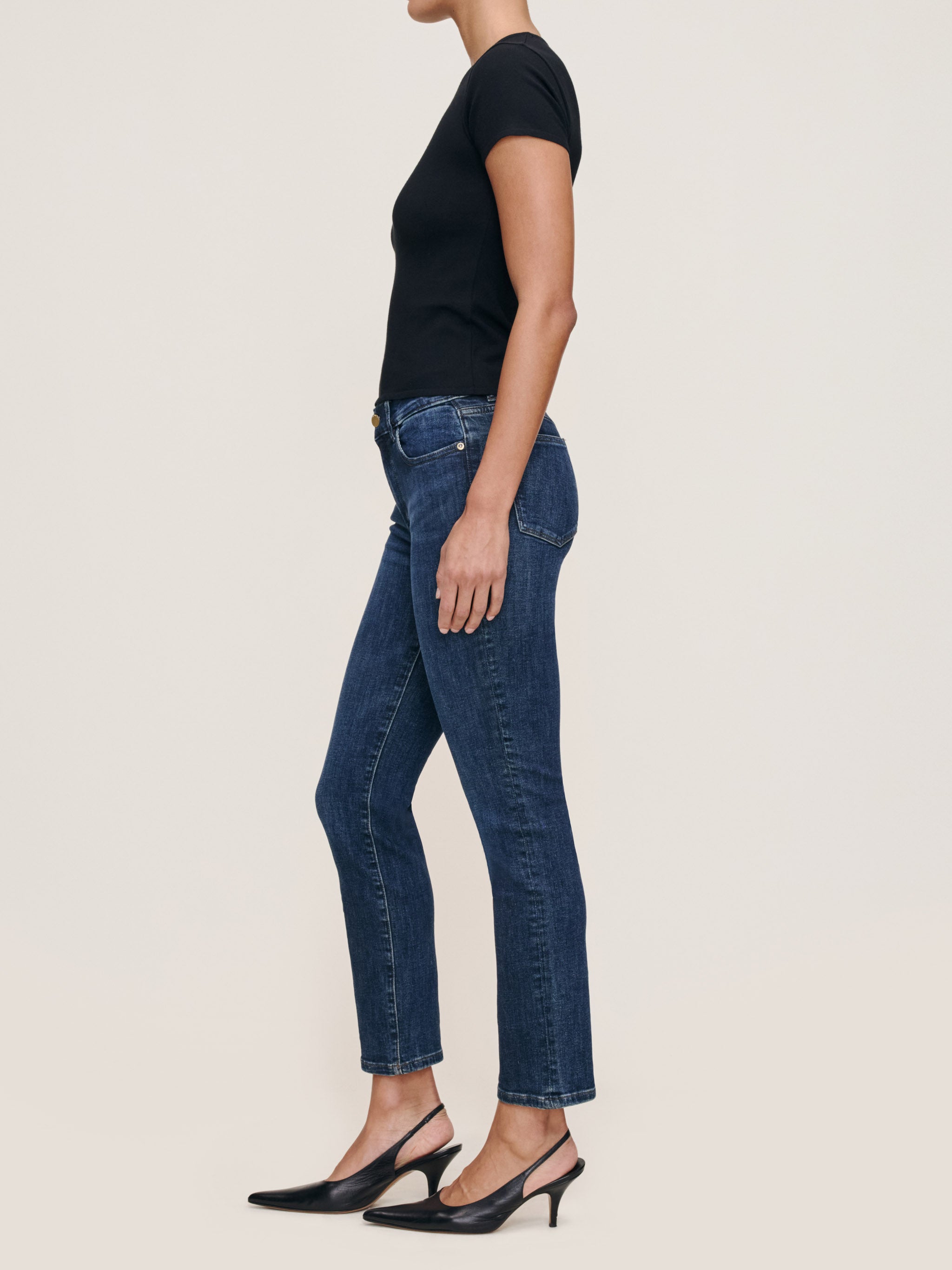 women's straight blue jean