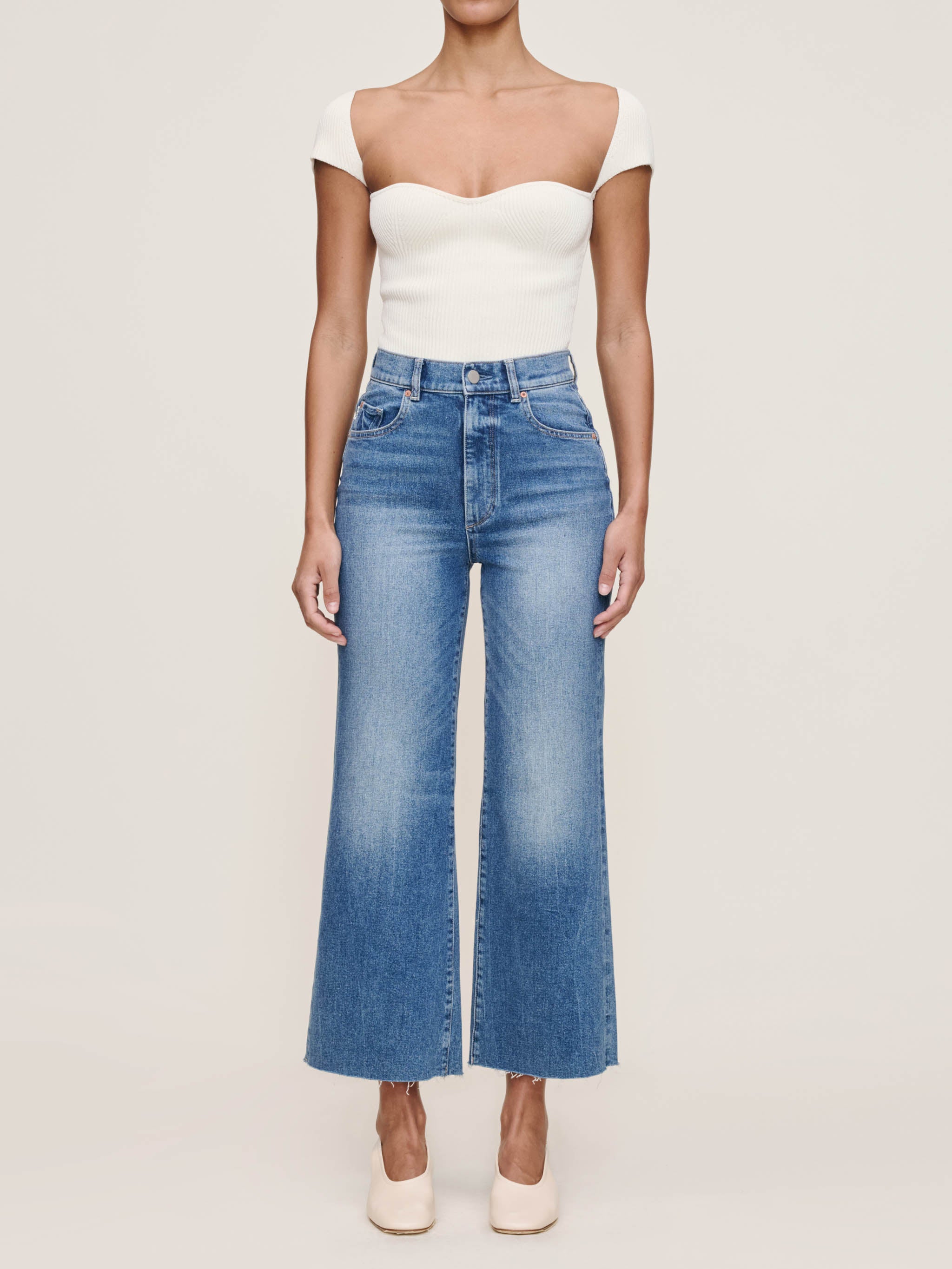 women's wide leg blue jean