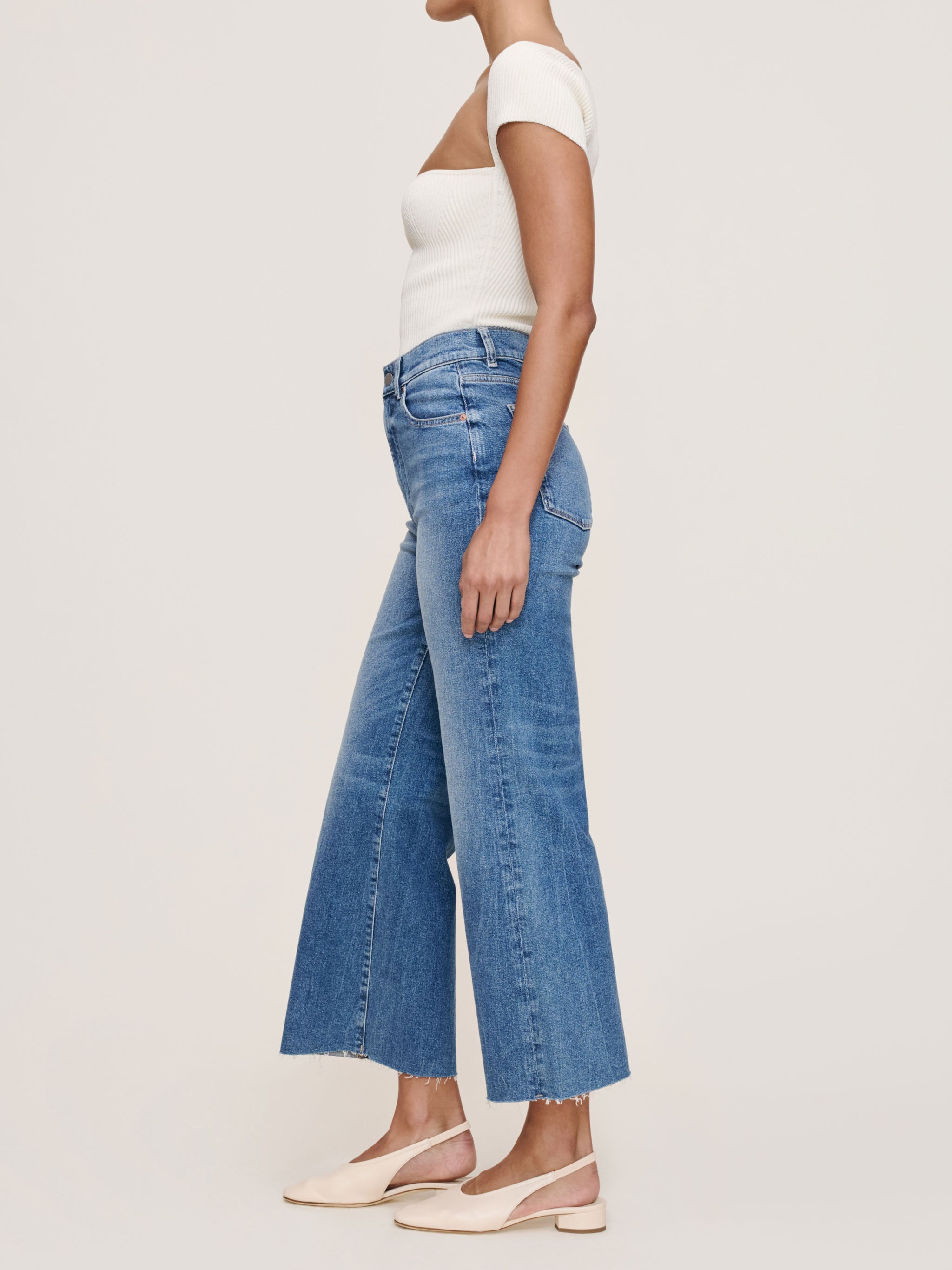 women's wide leg blue jean