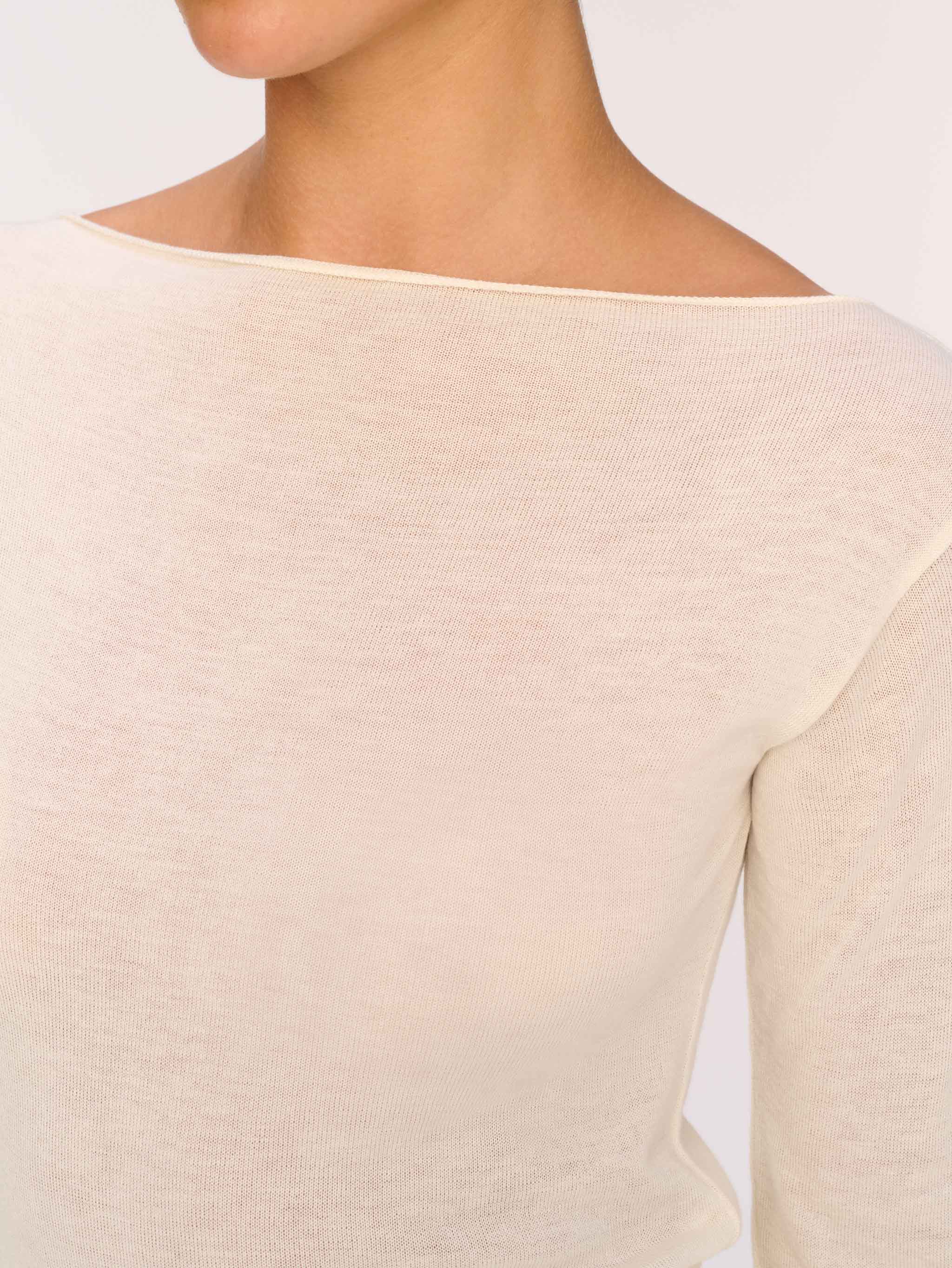 Long Sleeve Boat Neck | Cream