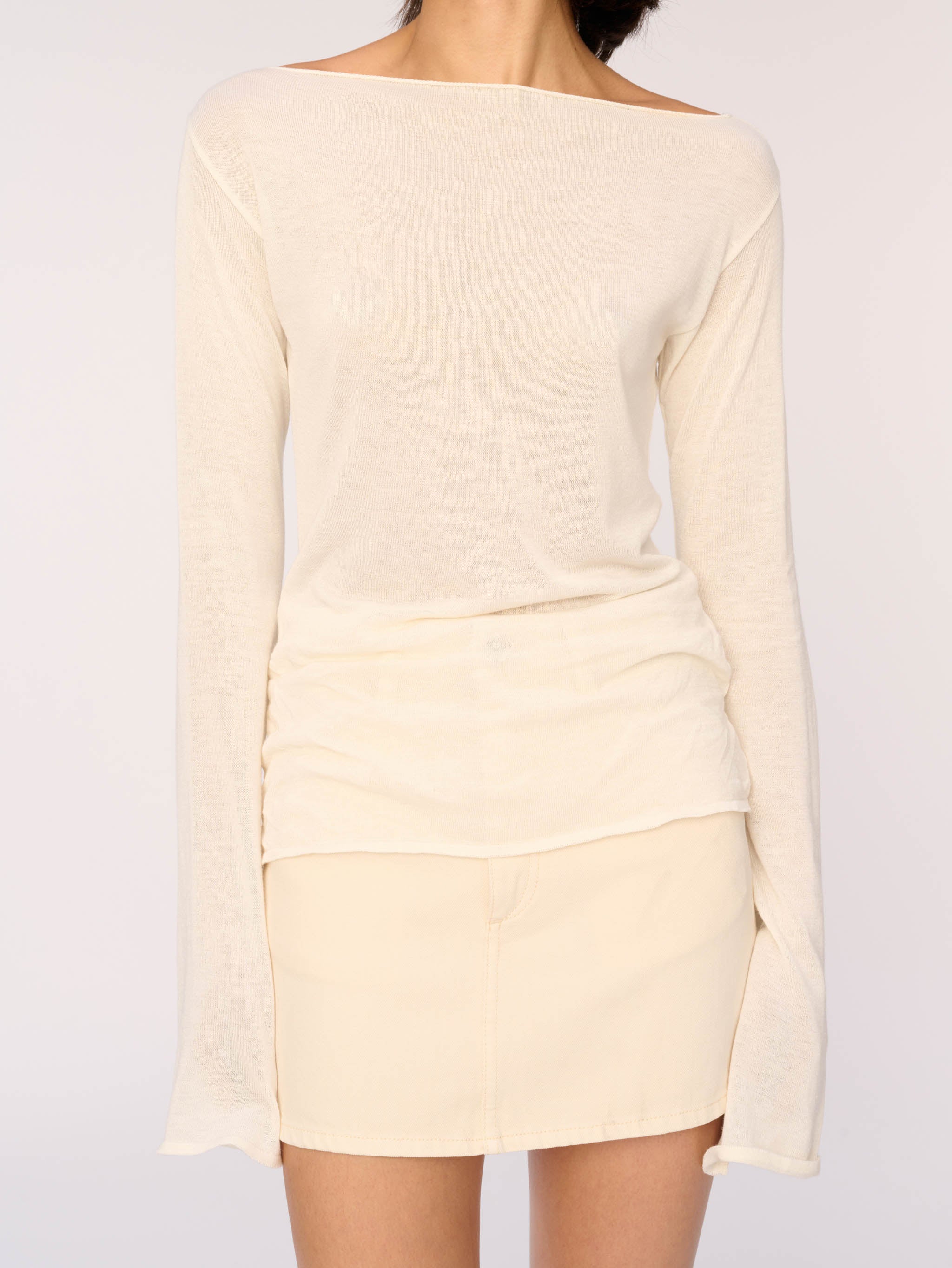 Long Sleeve Boat Neck | Cream