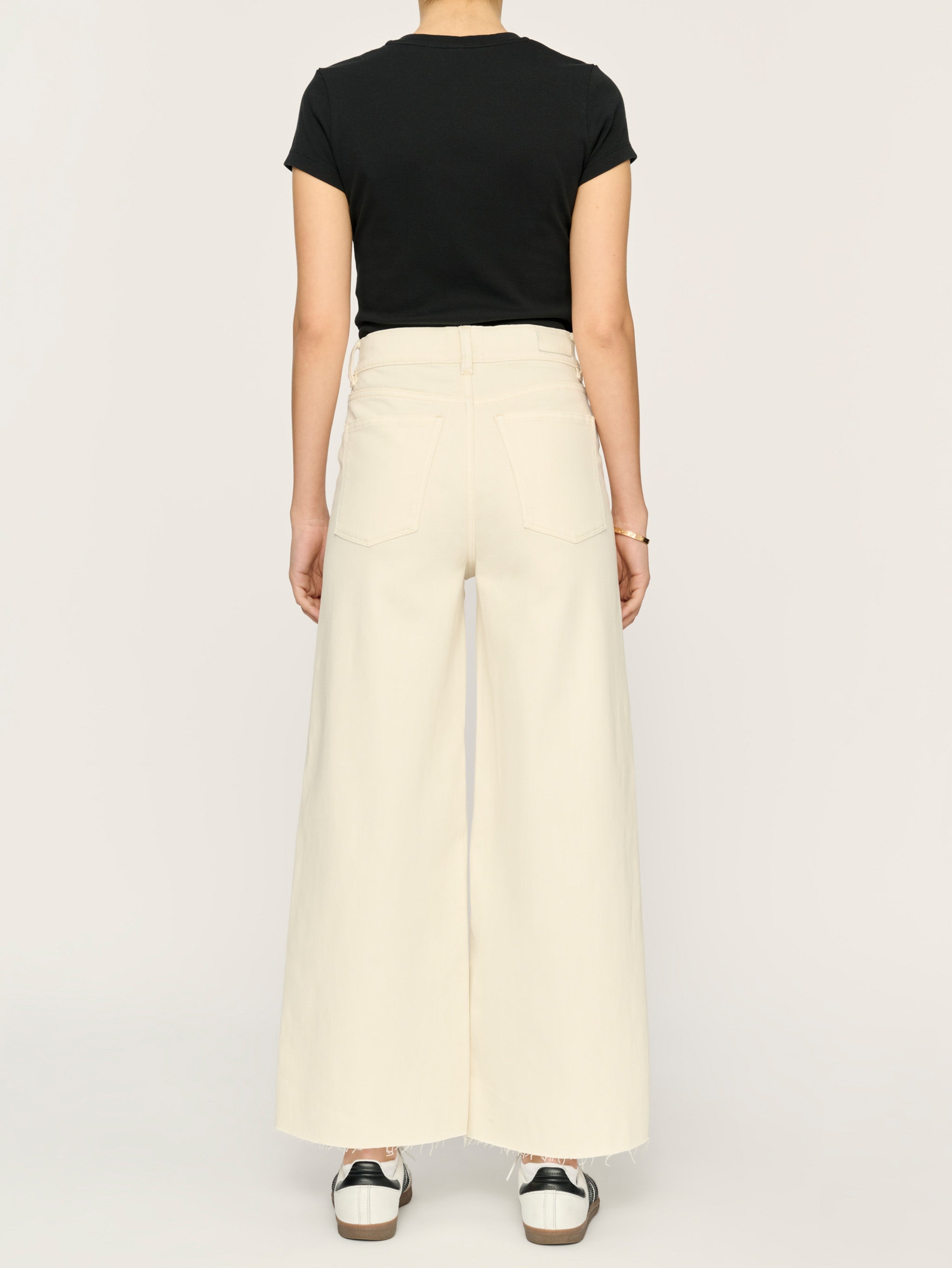 Hepburn Wide Leg Petite High Rise Jeans | Eggshell