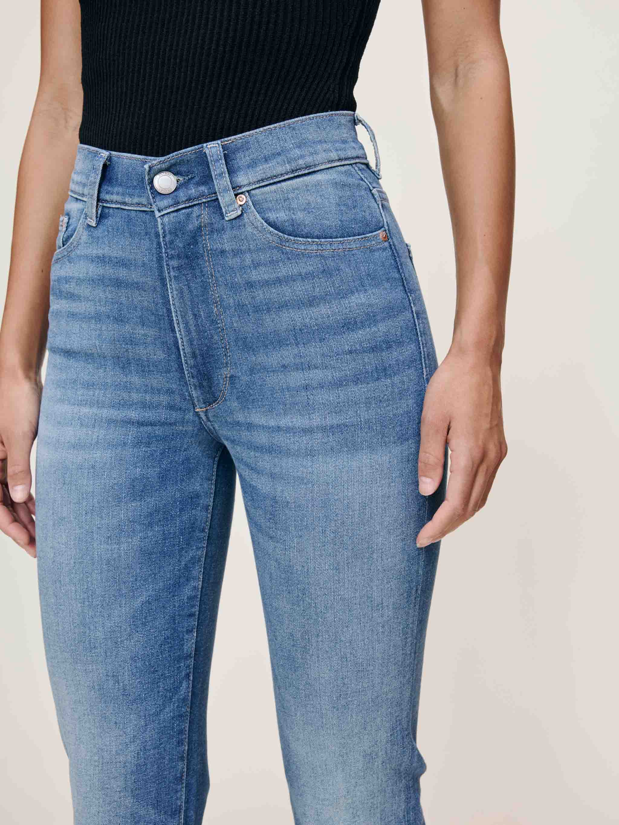 women's straight blue jean