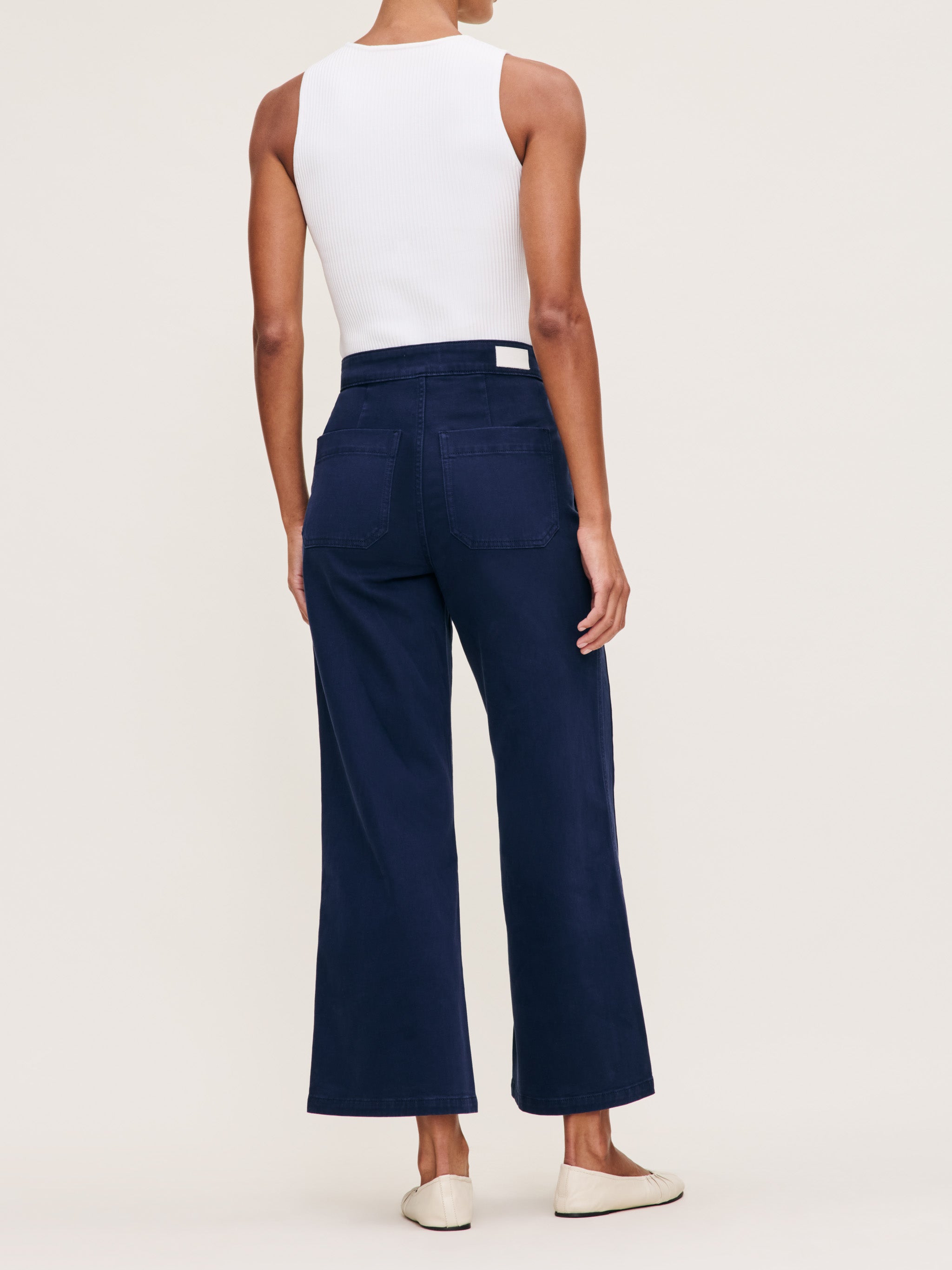 Hepburn Wide Leg High Rise Ankle | Bright Navy