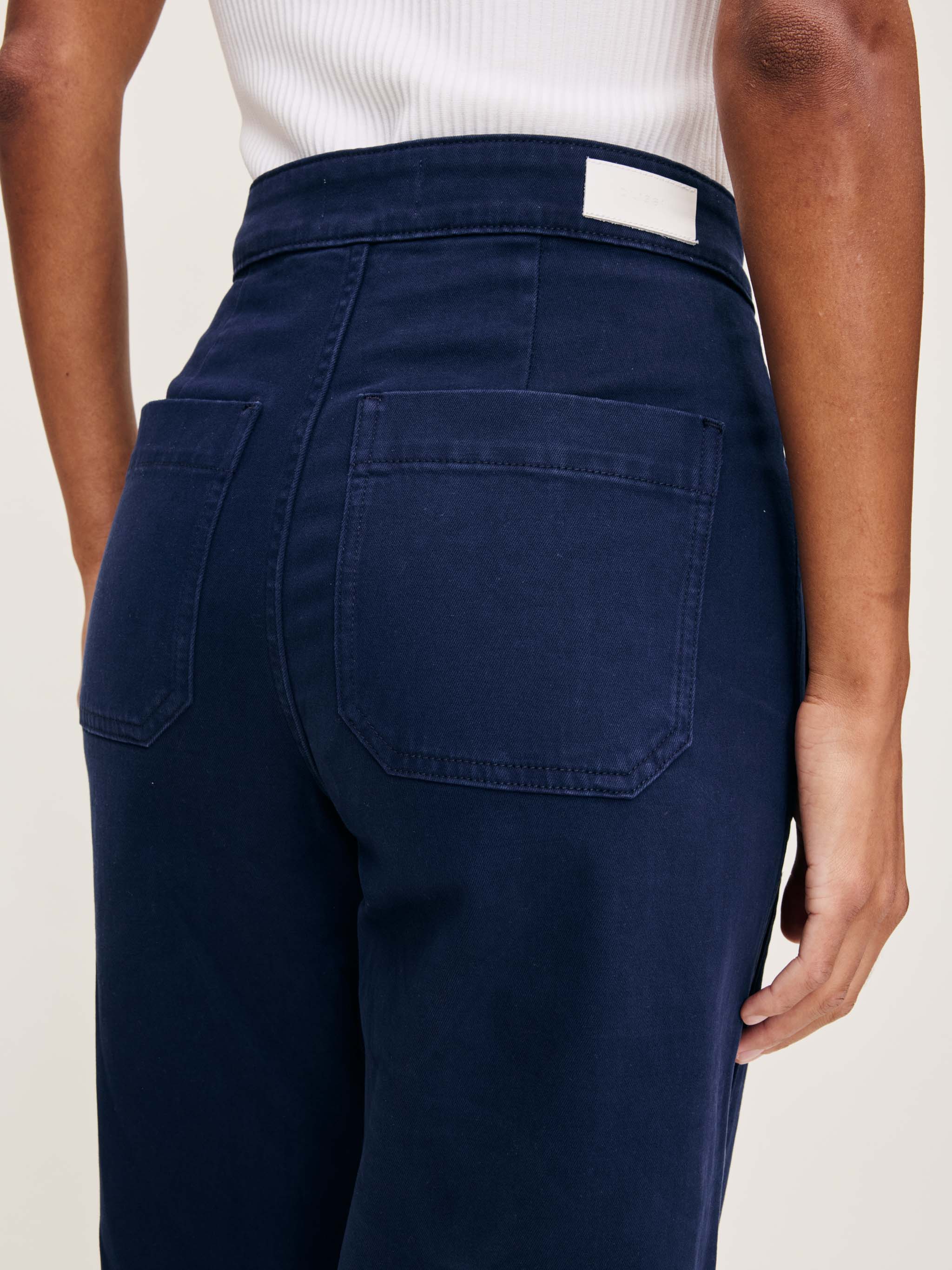 Hepburn Wide Leg High Rise Ankle | Bright Navy