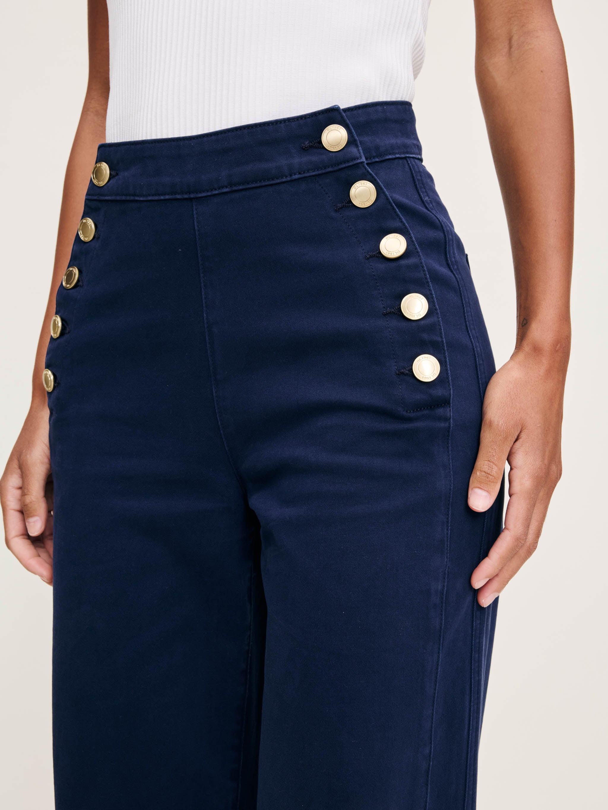 Hepburn Wide Leg High Rise Ankle | Bright Navy