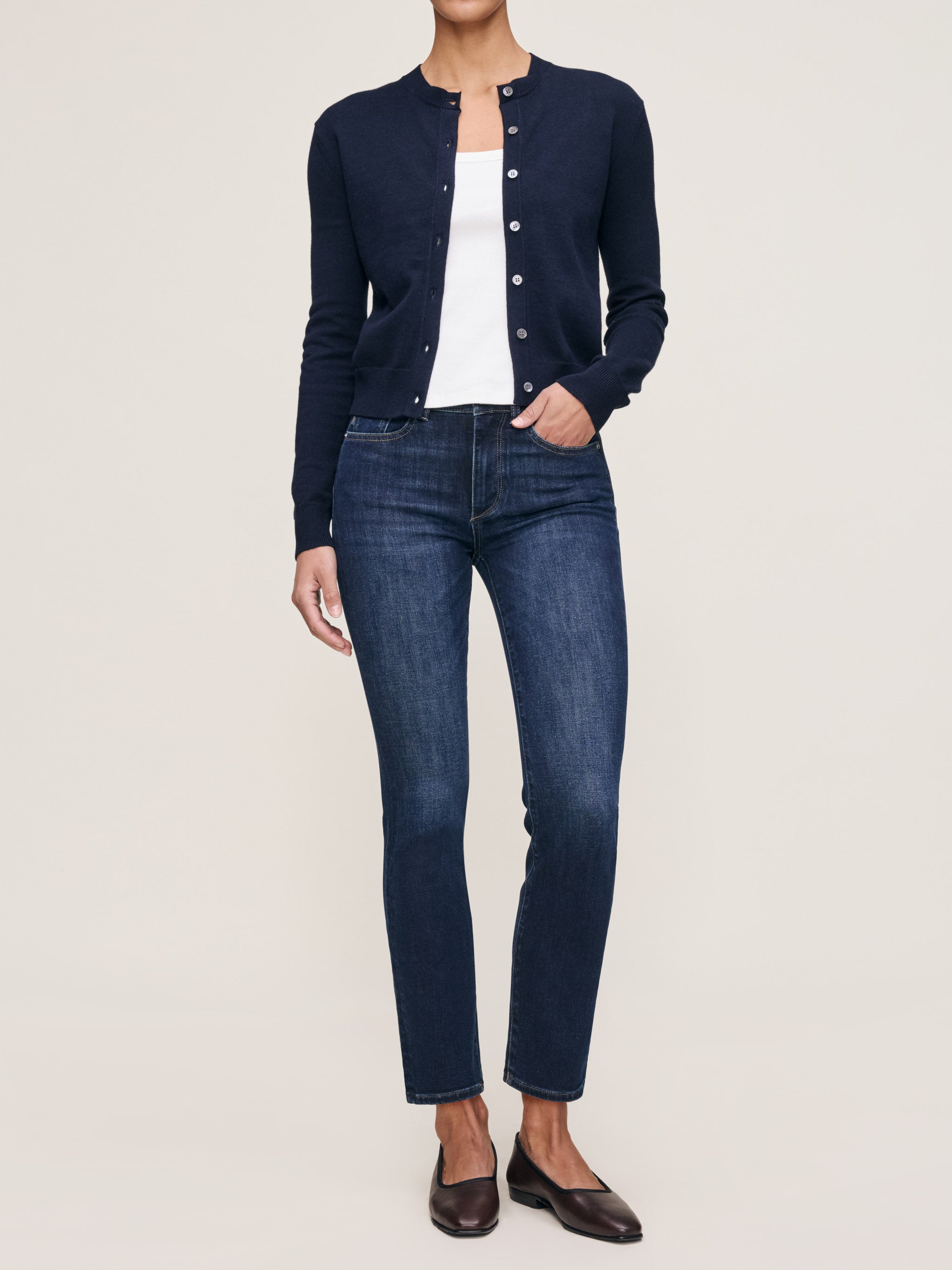 women's straight blue jean