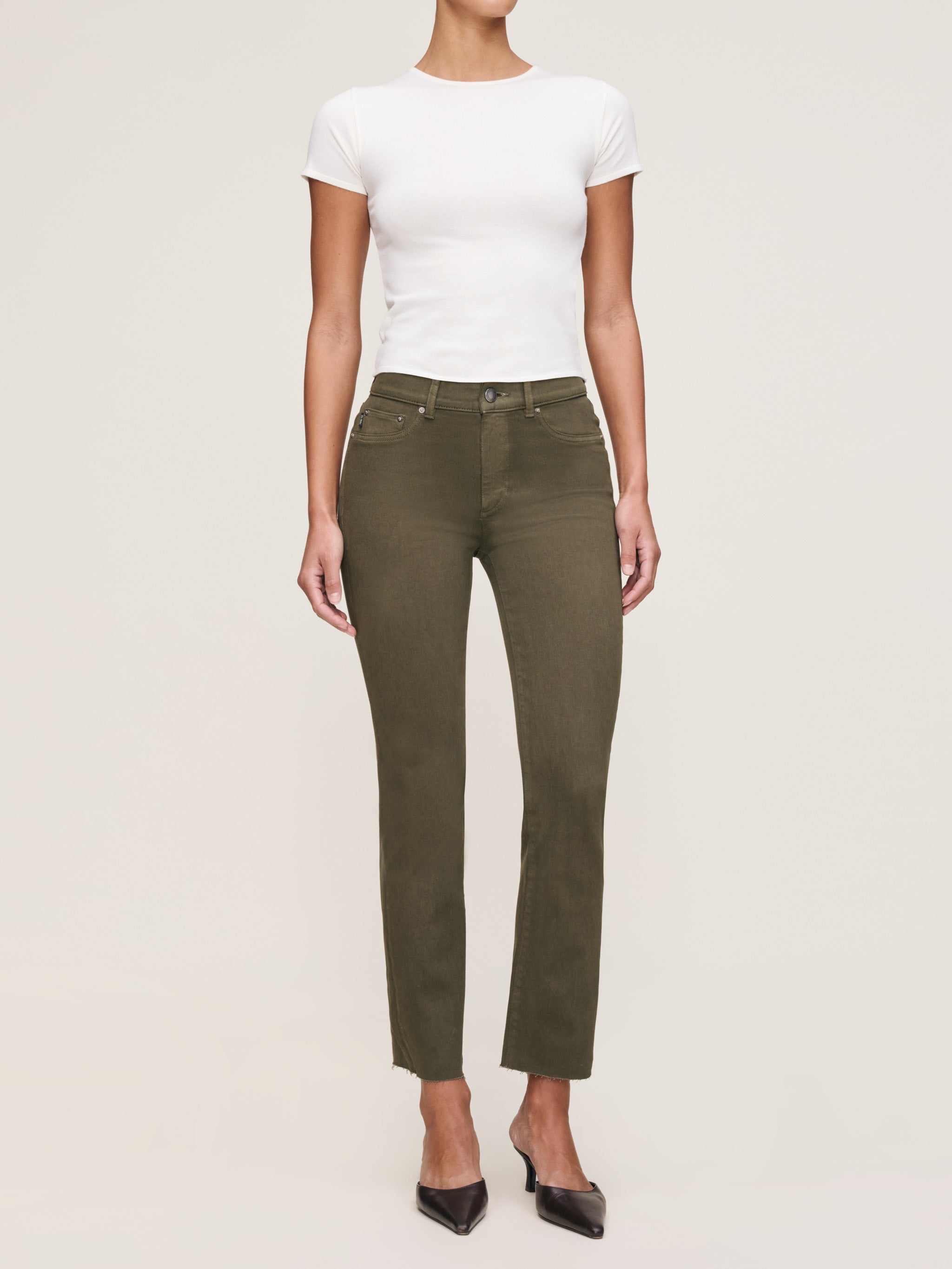 women's straight green jean