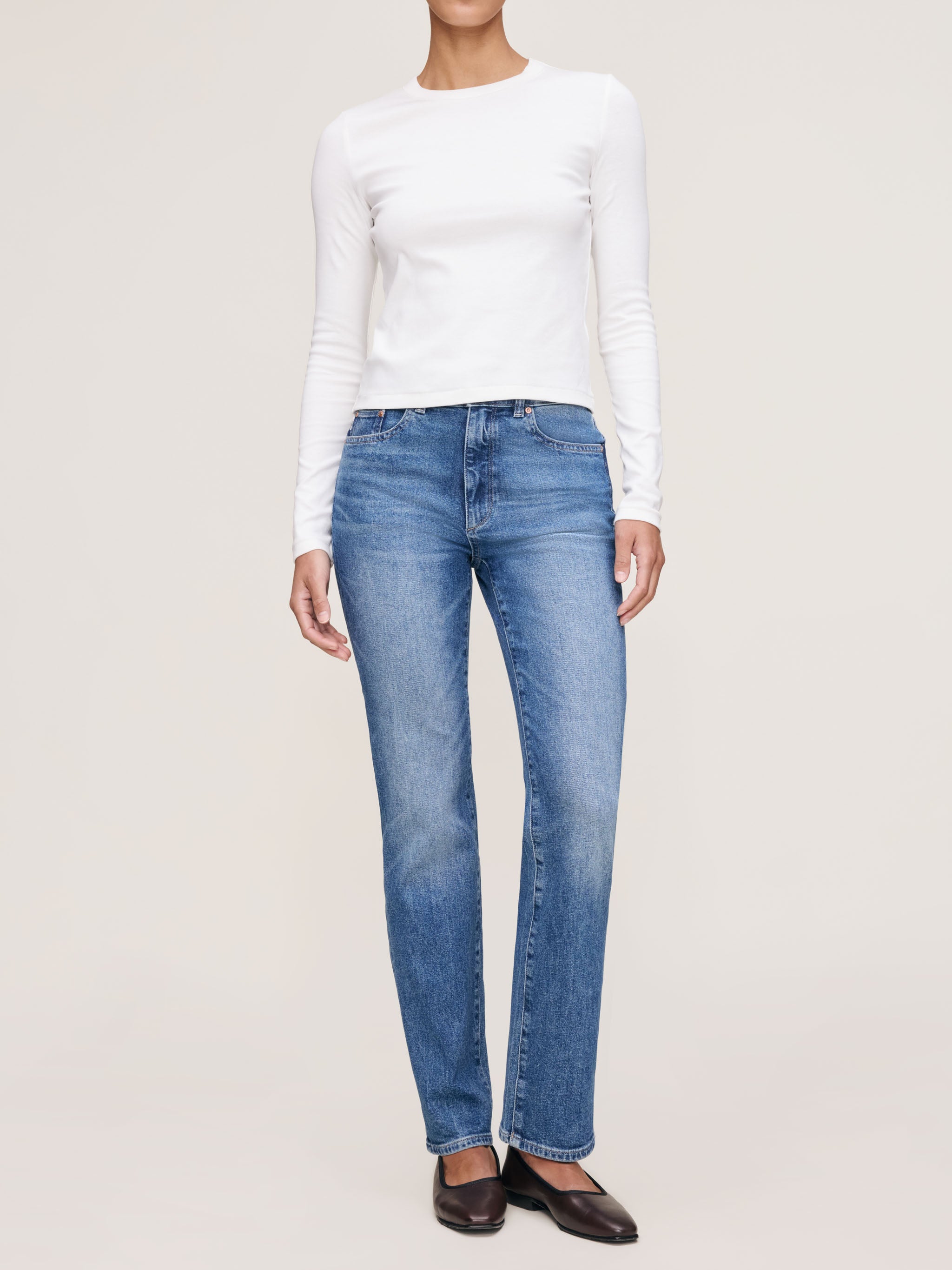 women's straight blue jean