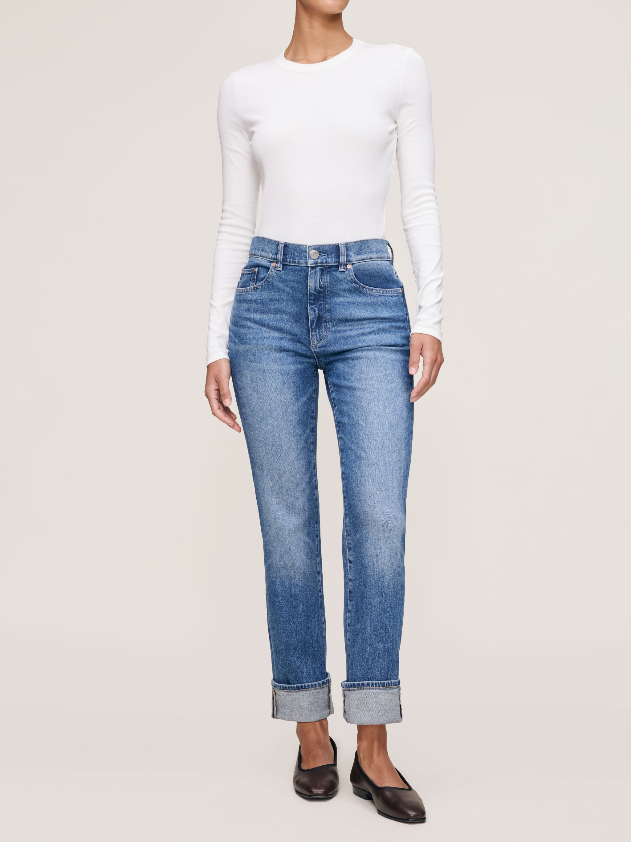 women's straight blue jean
