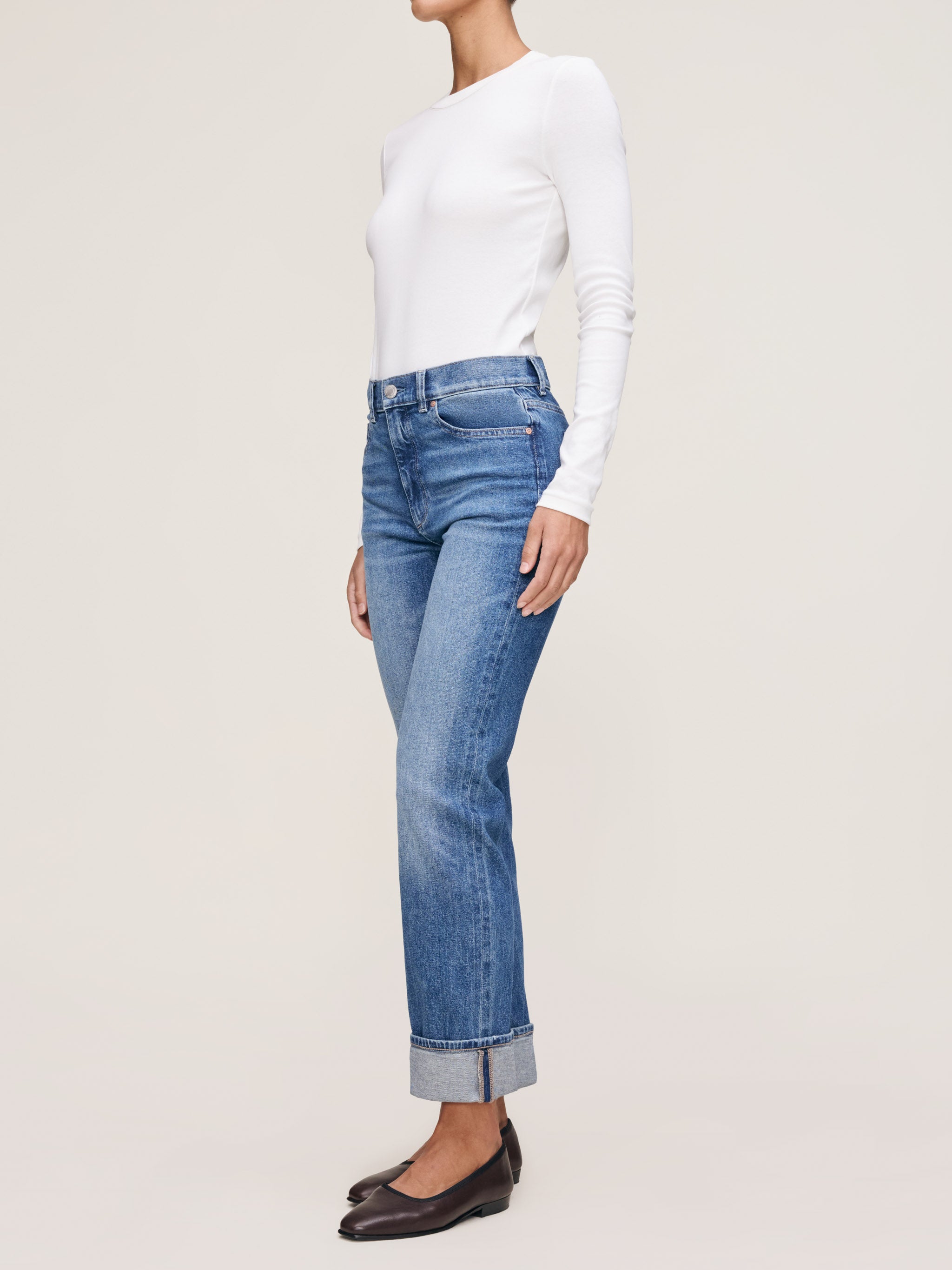 women's straight blue jean