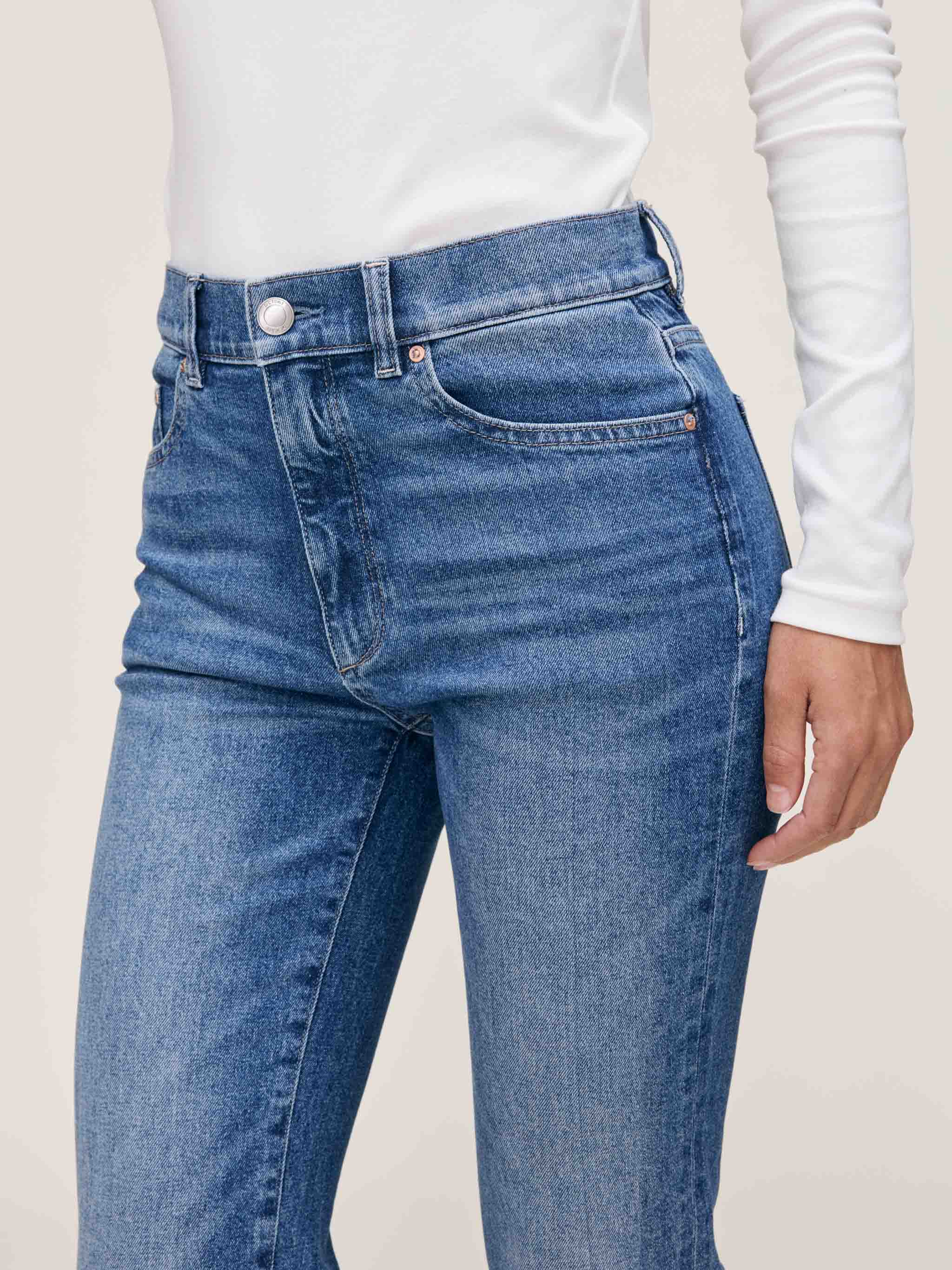 women's straight blue jean
