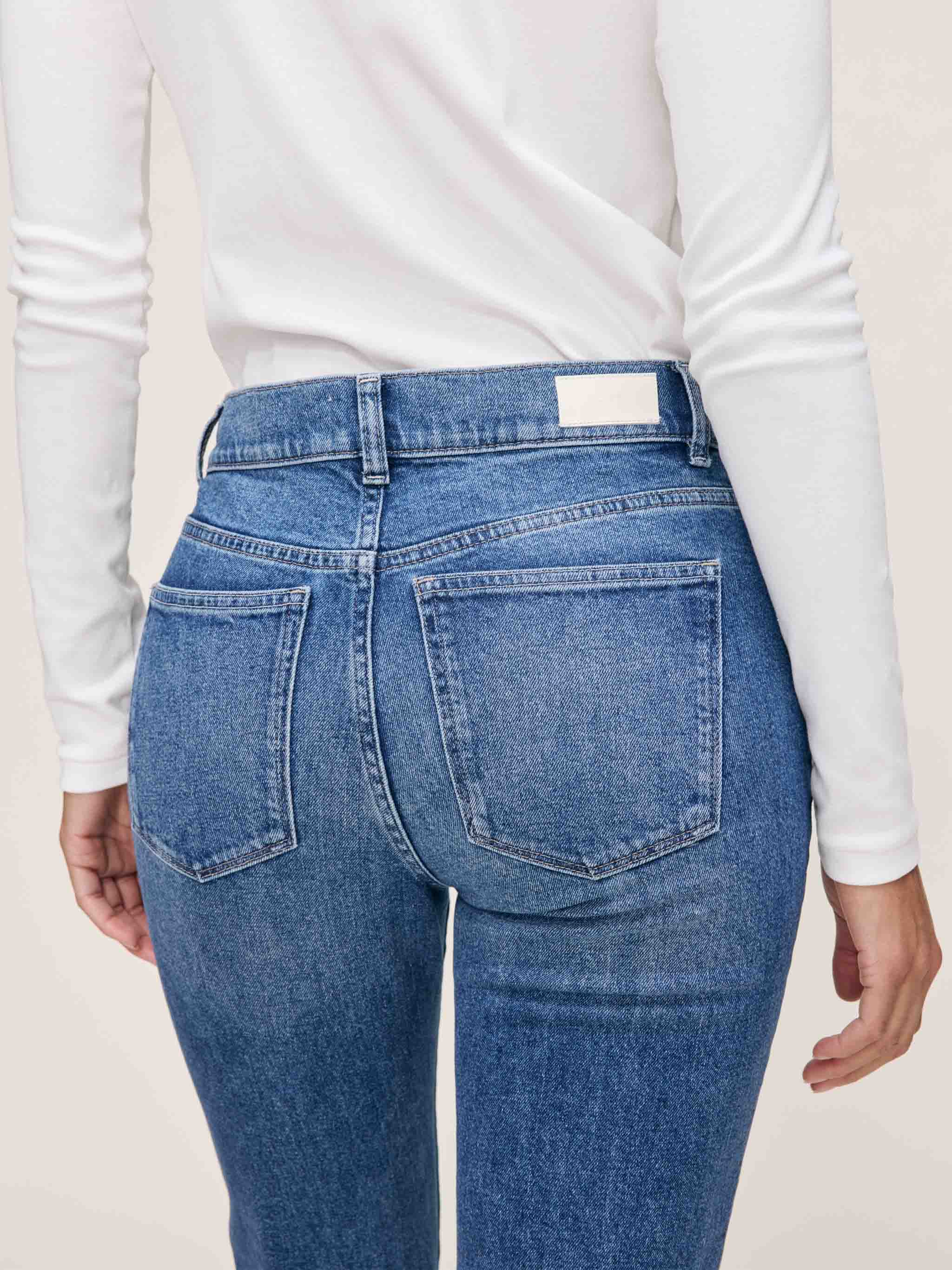 women's straight blue jean