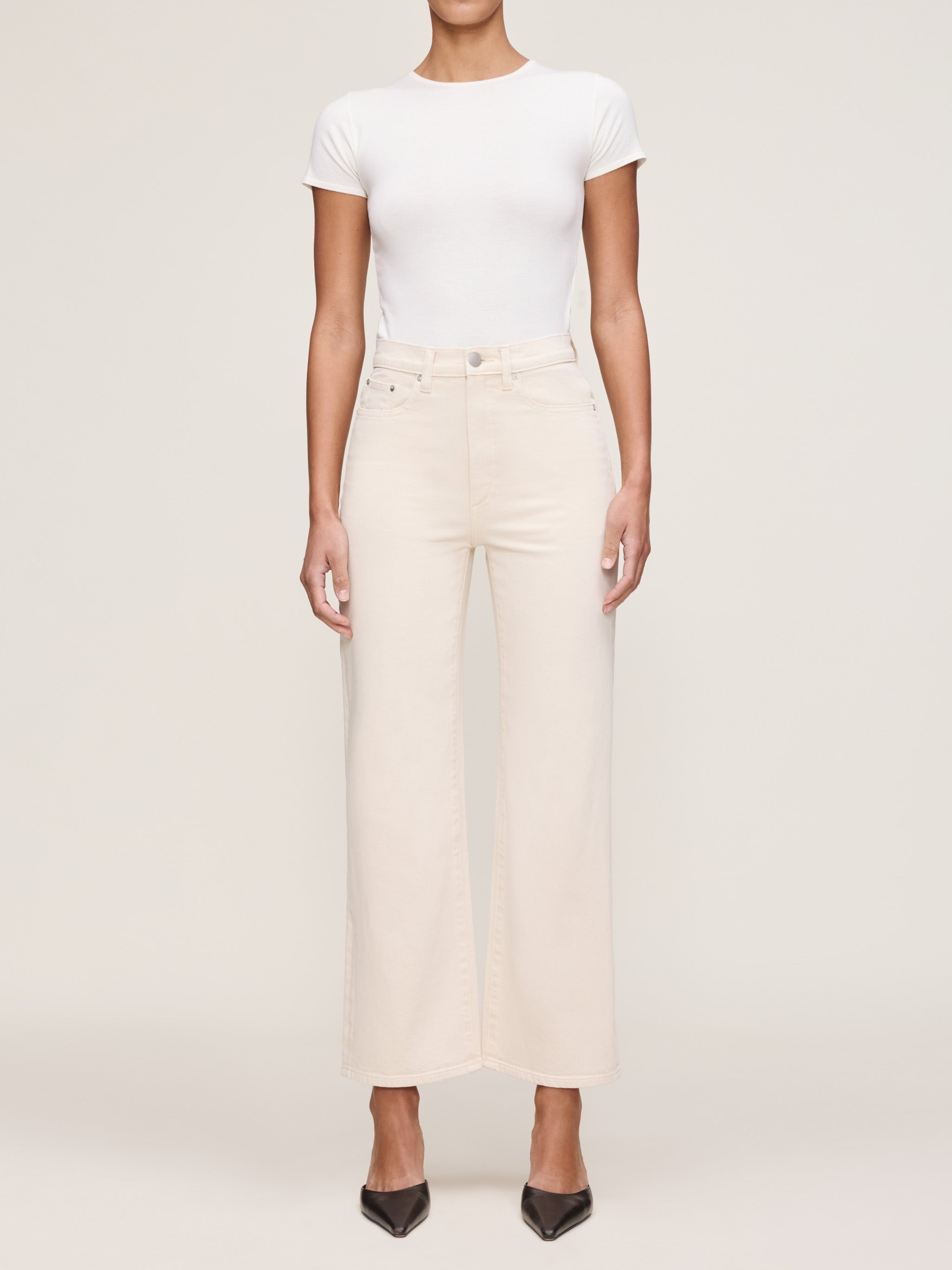 women's straight white jeans