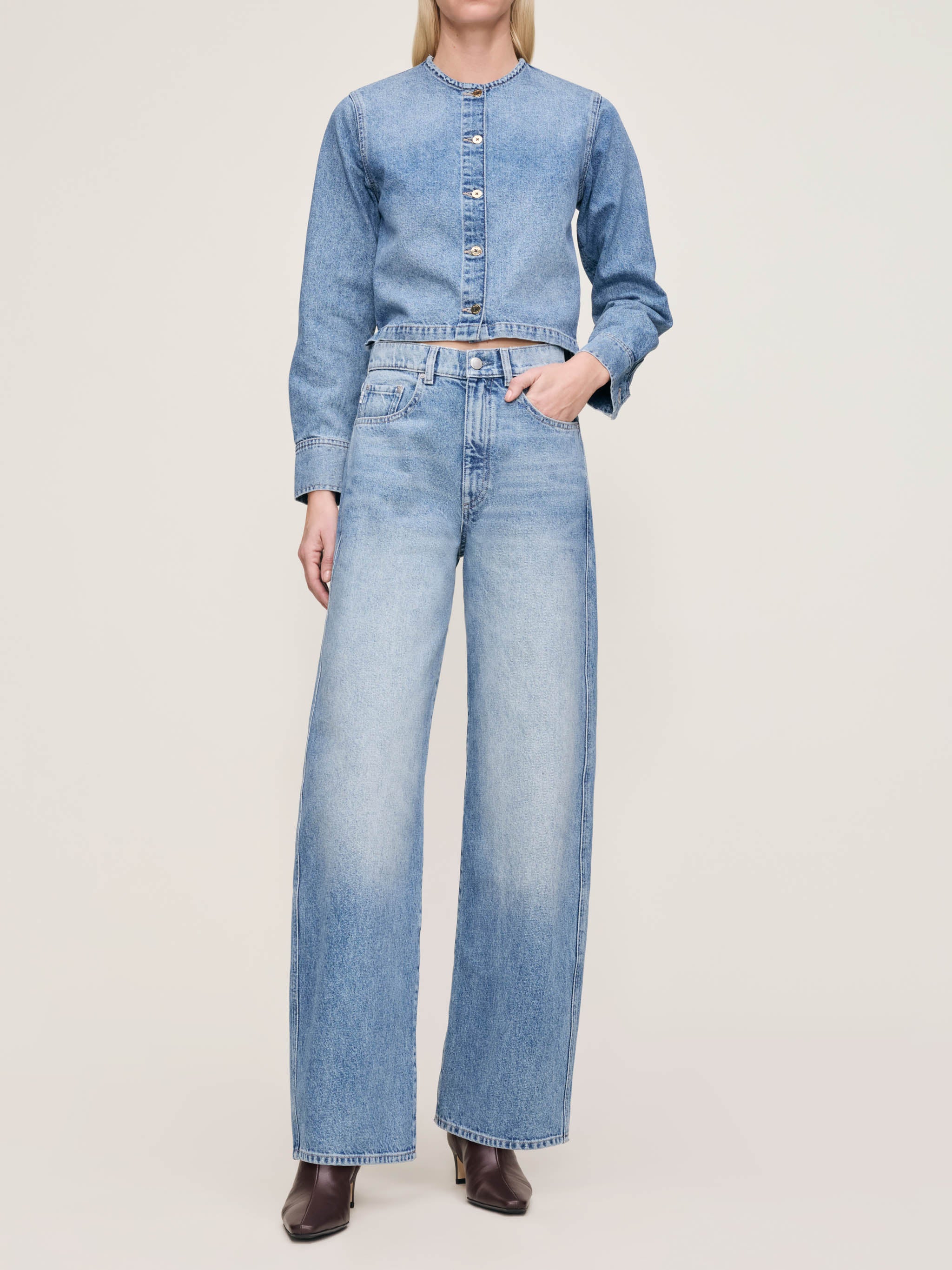 women's barrel blue jean