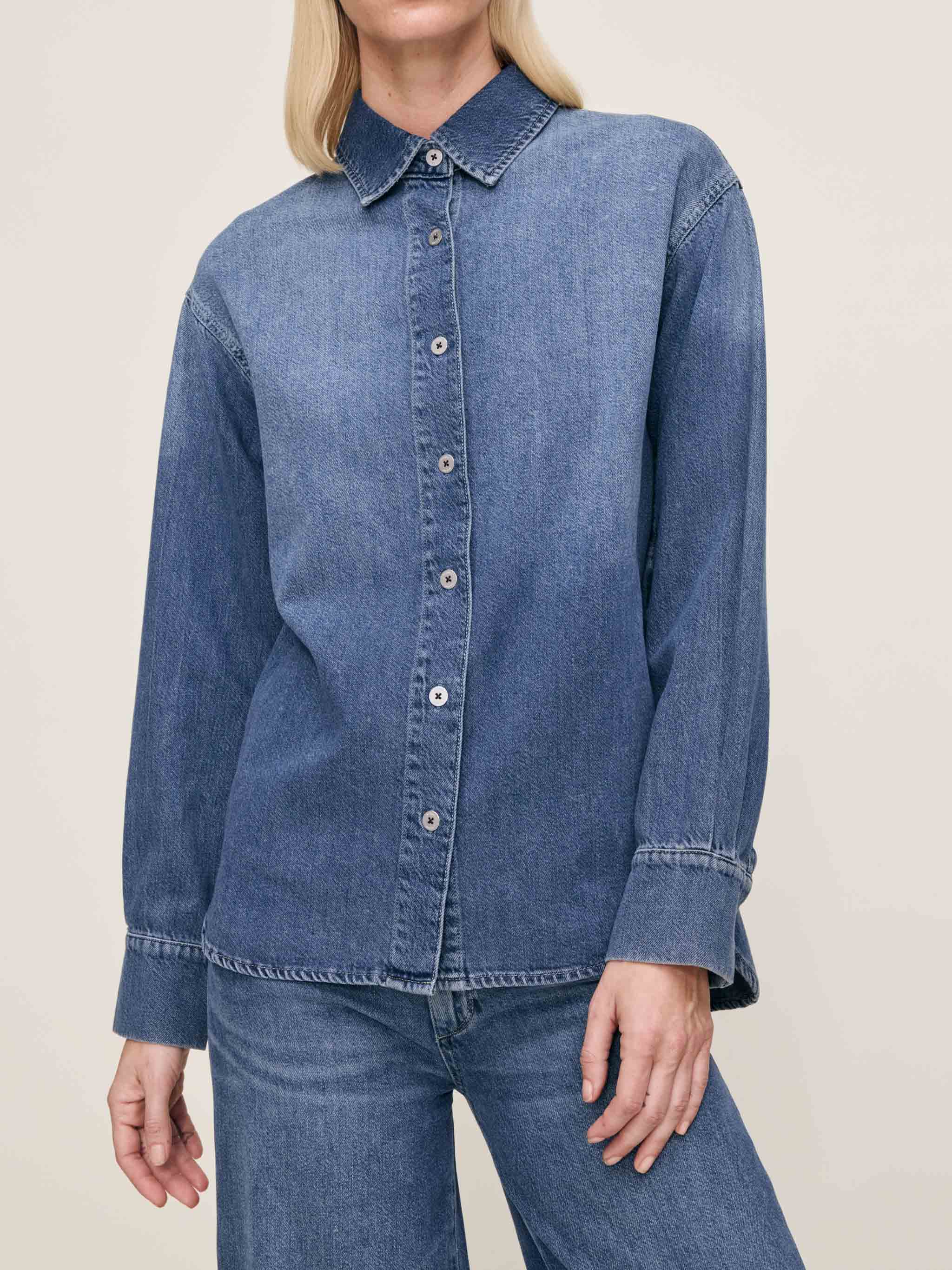 women's shirt blue denim