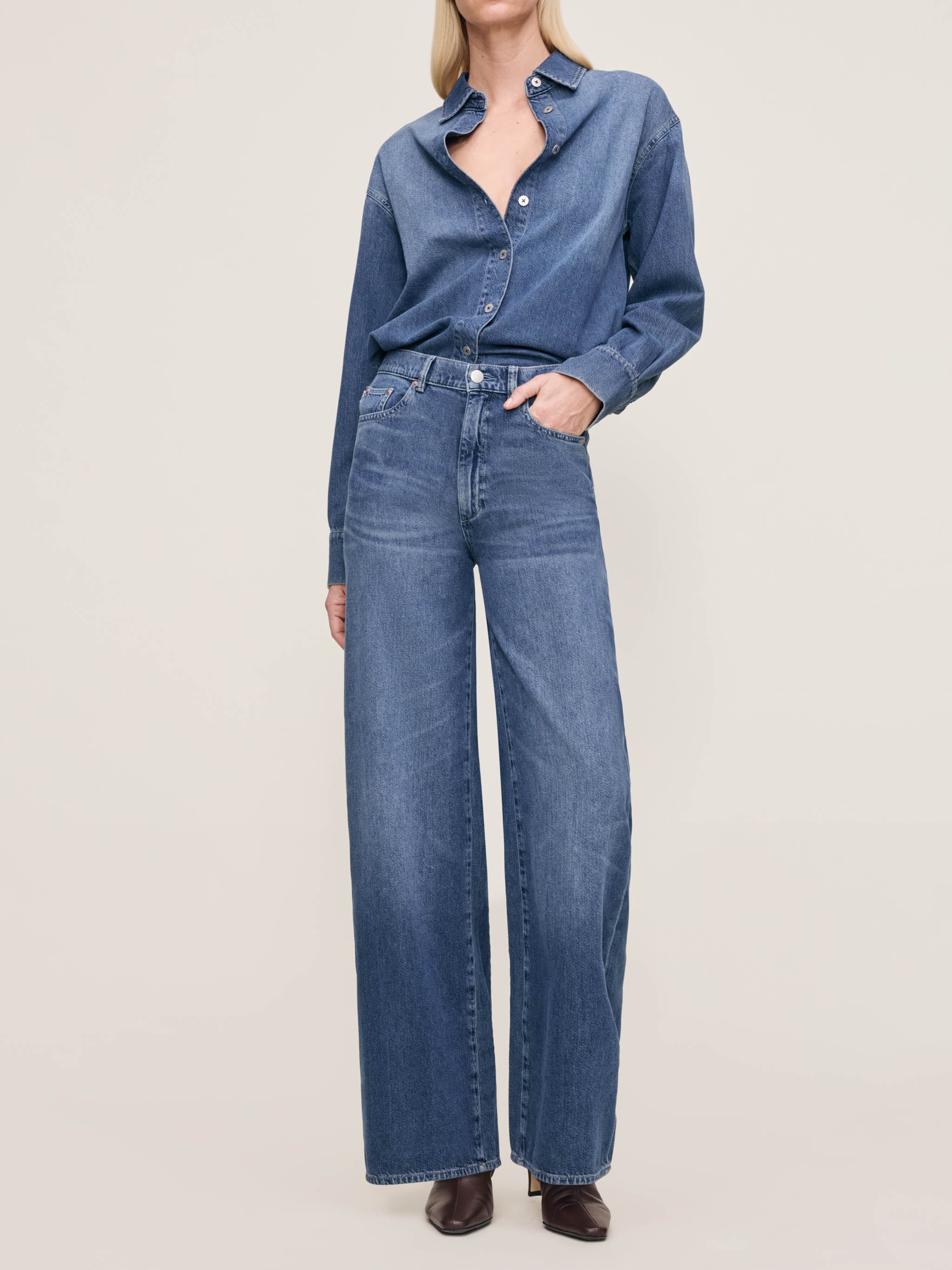 women's shirt blue denim