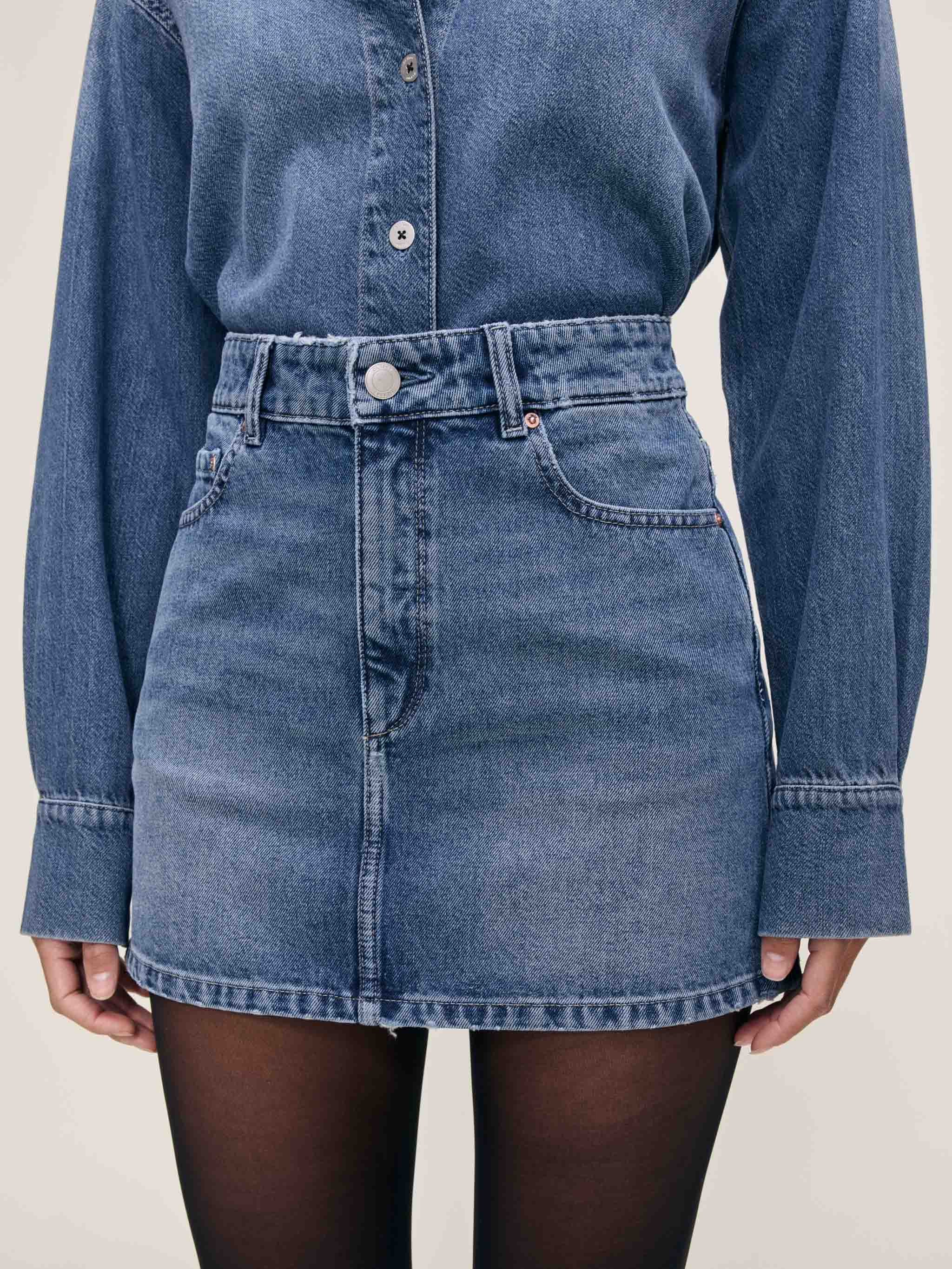 women's blue jean skirt