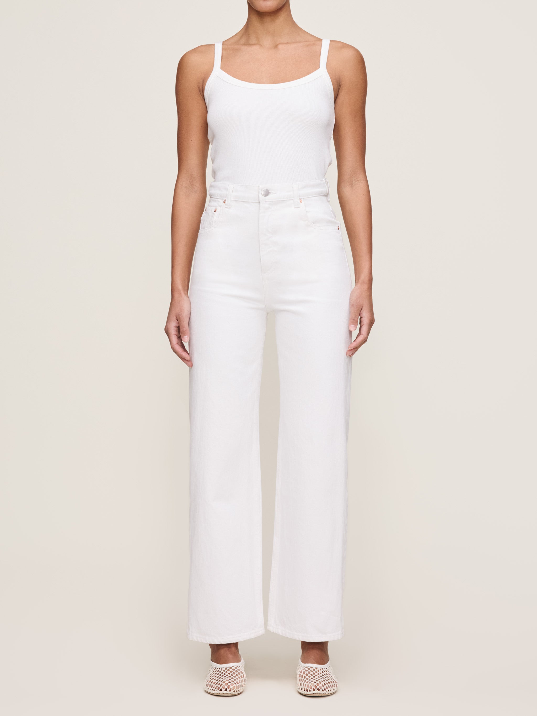 women's straight white jeans