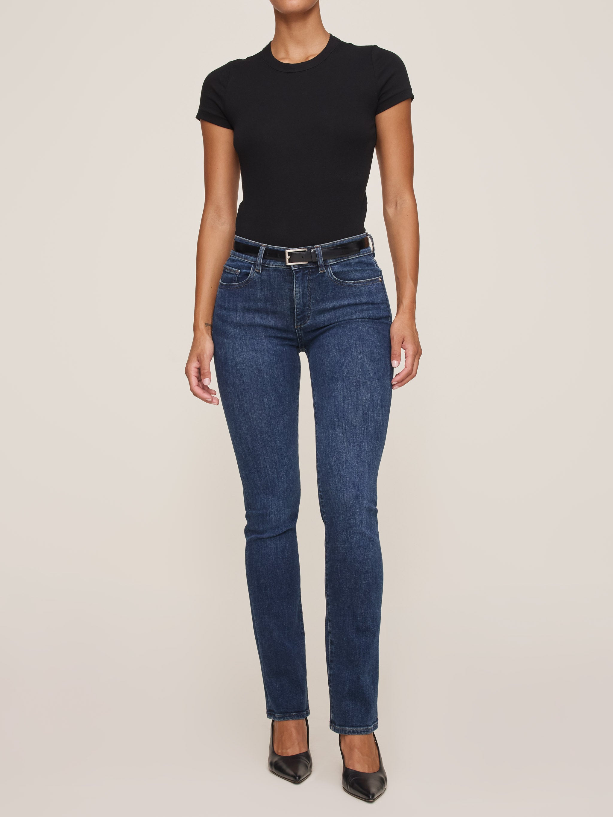 women's straight blue jean