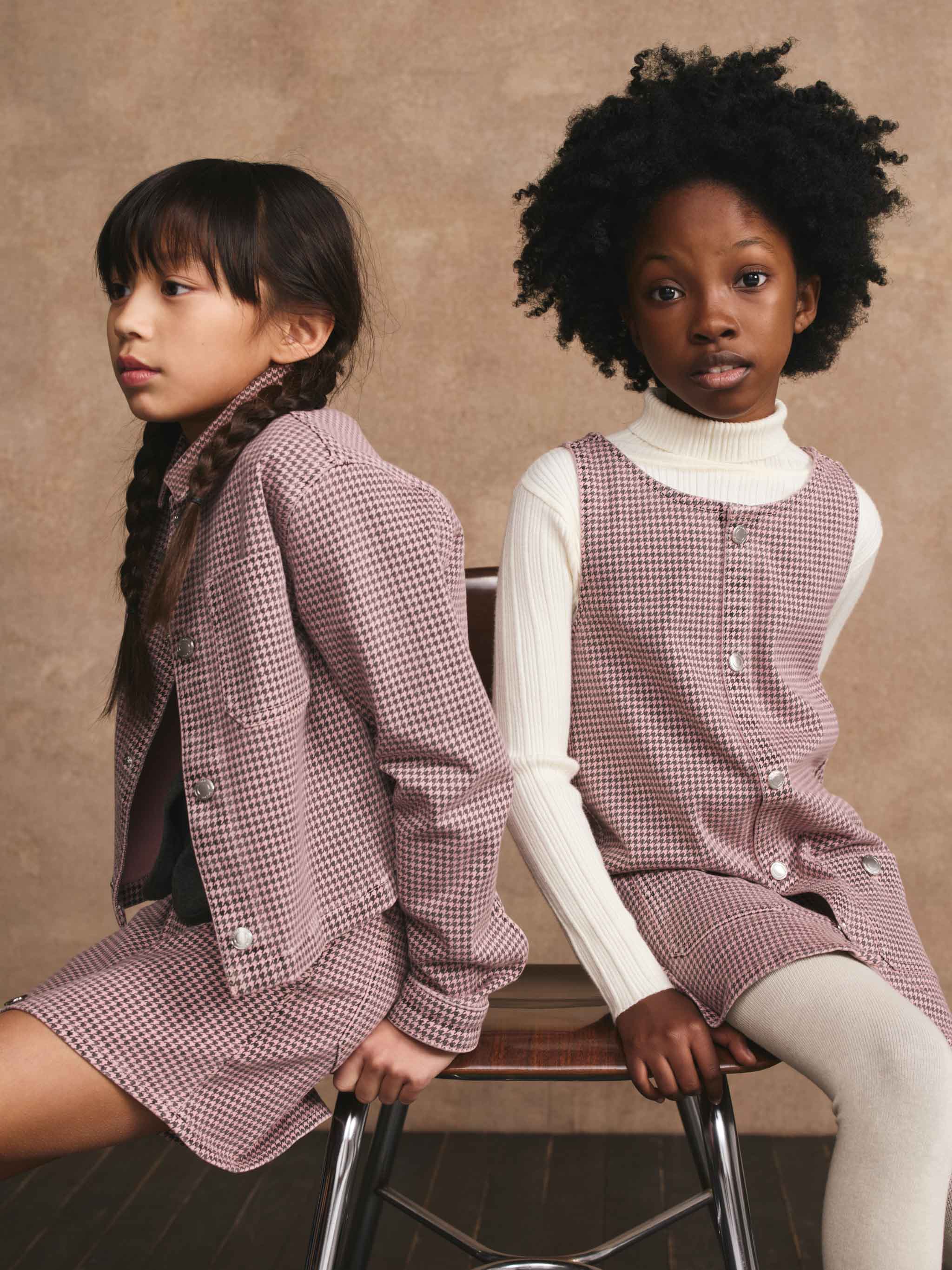 Hana Dress | Pink Houndstooth