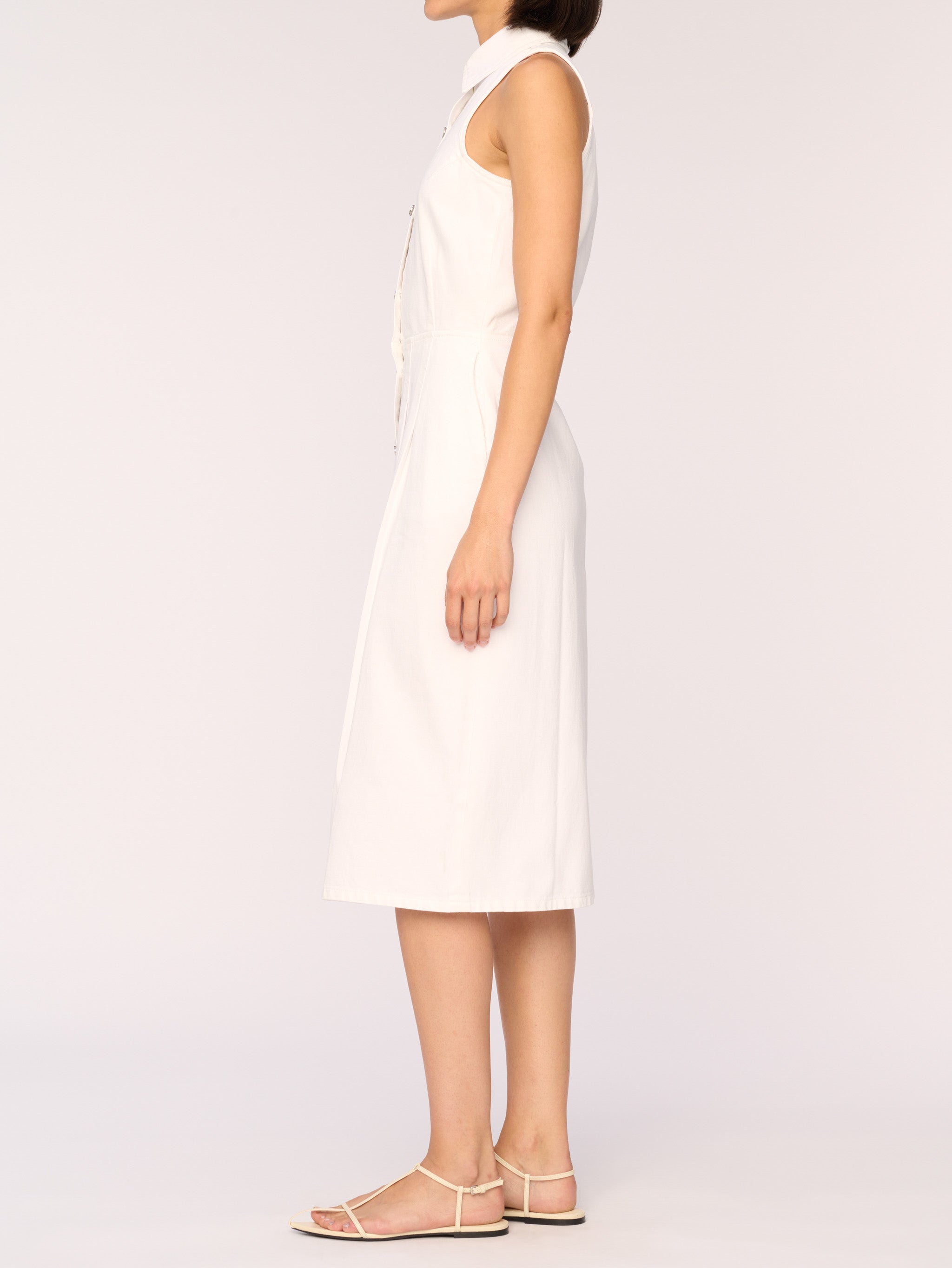 Daphne Denim Dress Midi | White