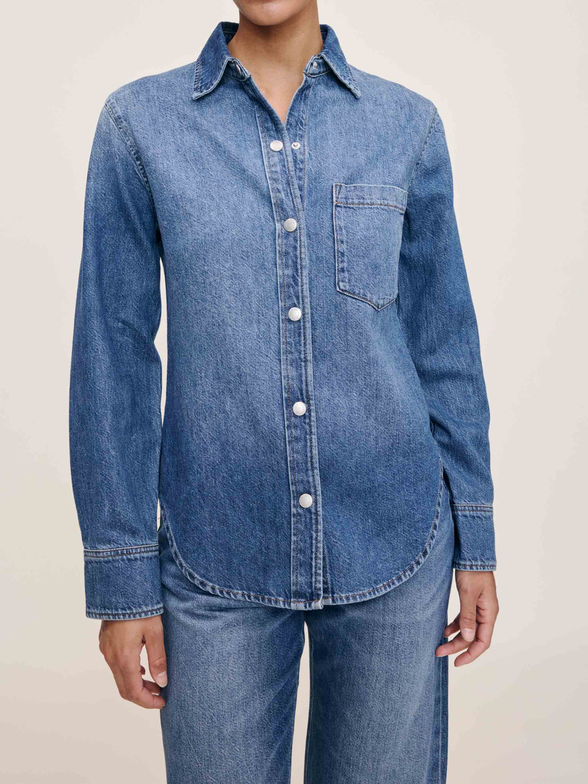 women's shirt blue denim