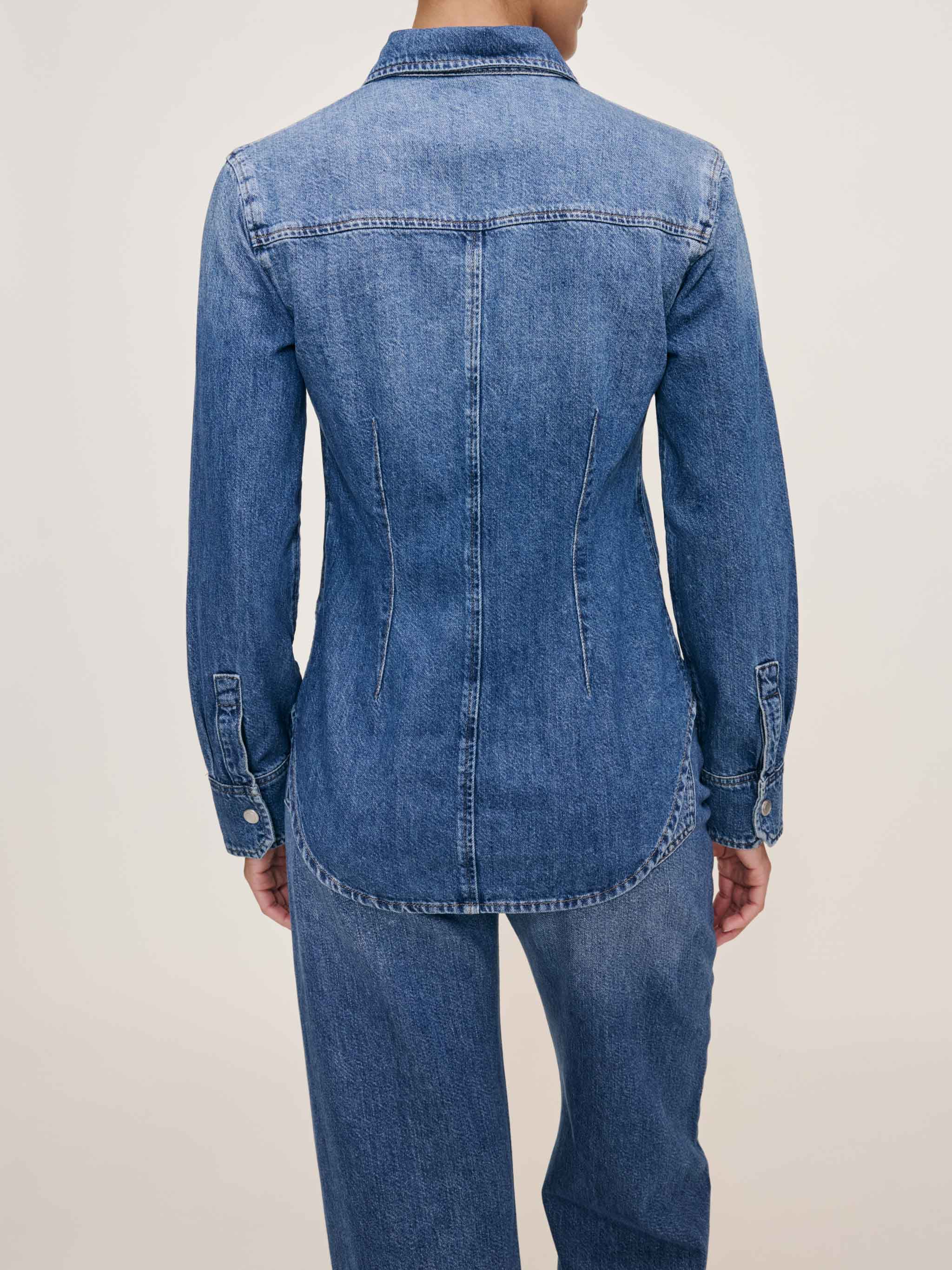 women's shirt blue denim