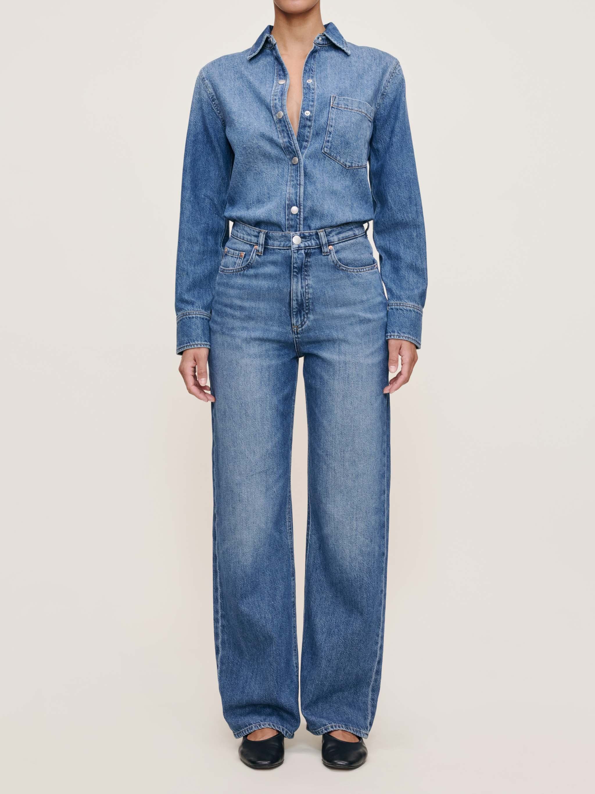 women's shirt blue denim