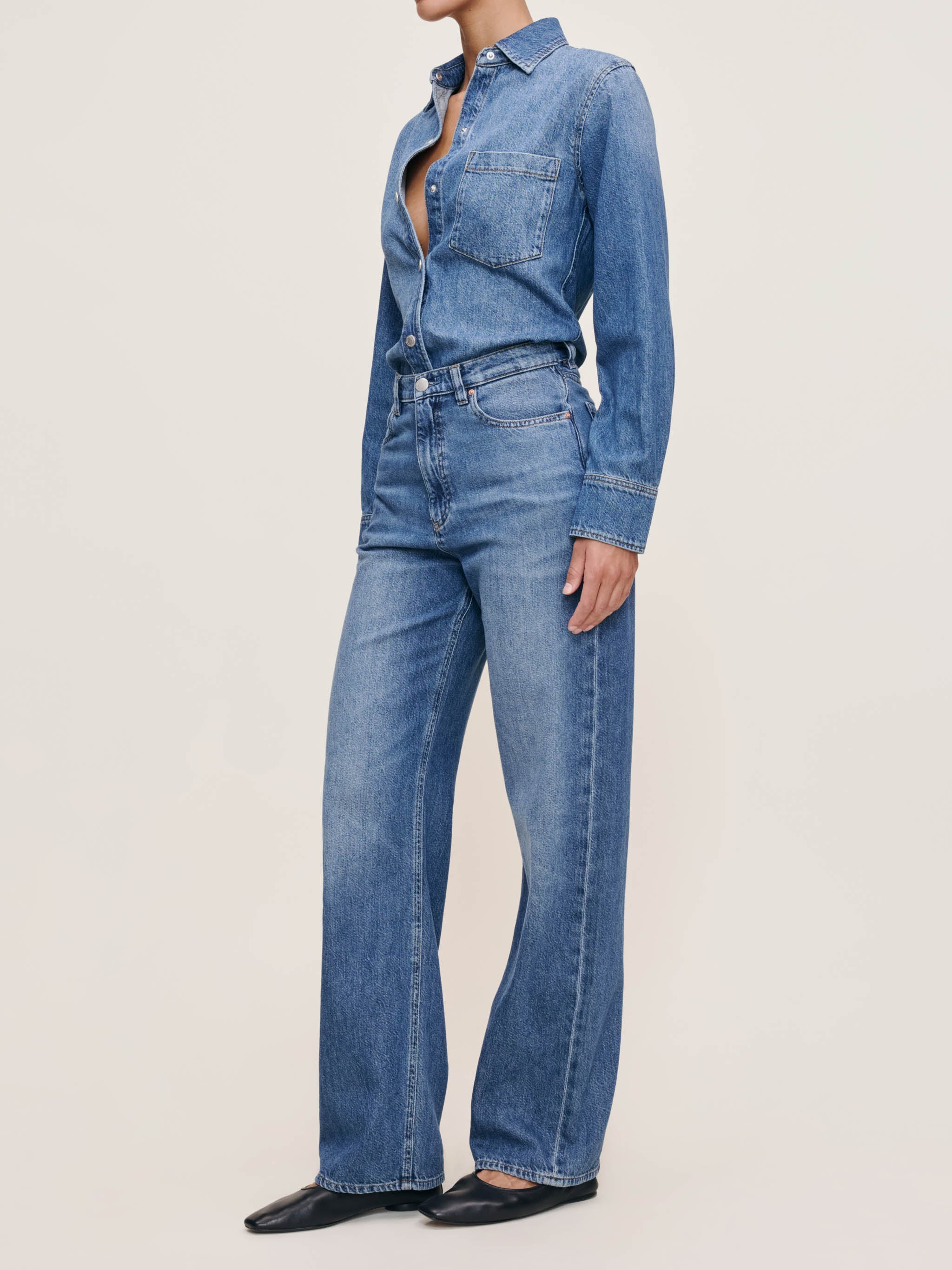 women's shirt blue denim