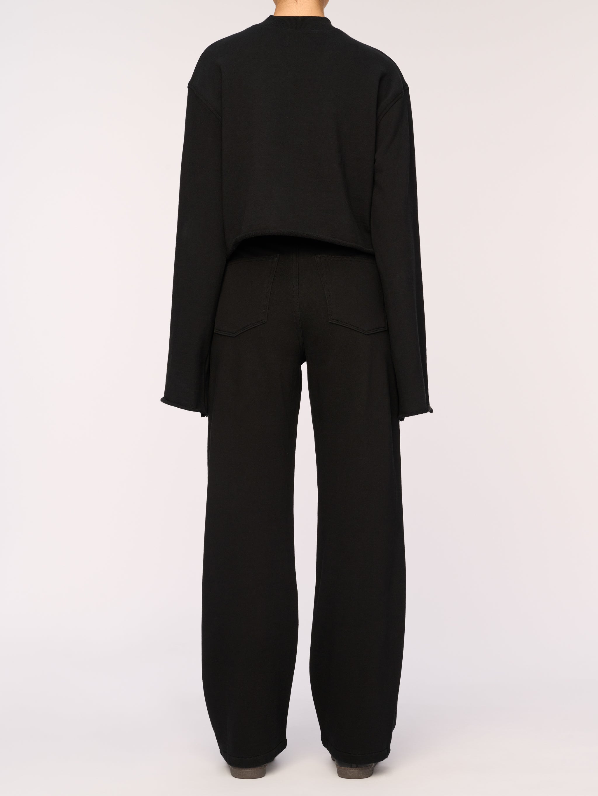 Hepburn Wide Leg High Rise Knit | Black French Terry