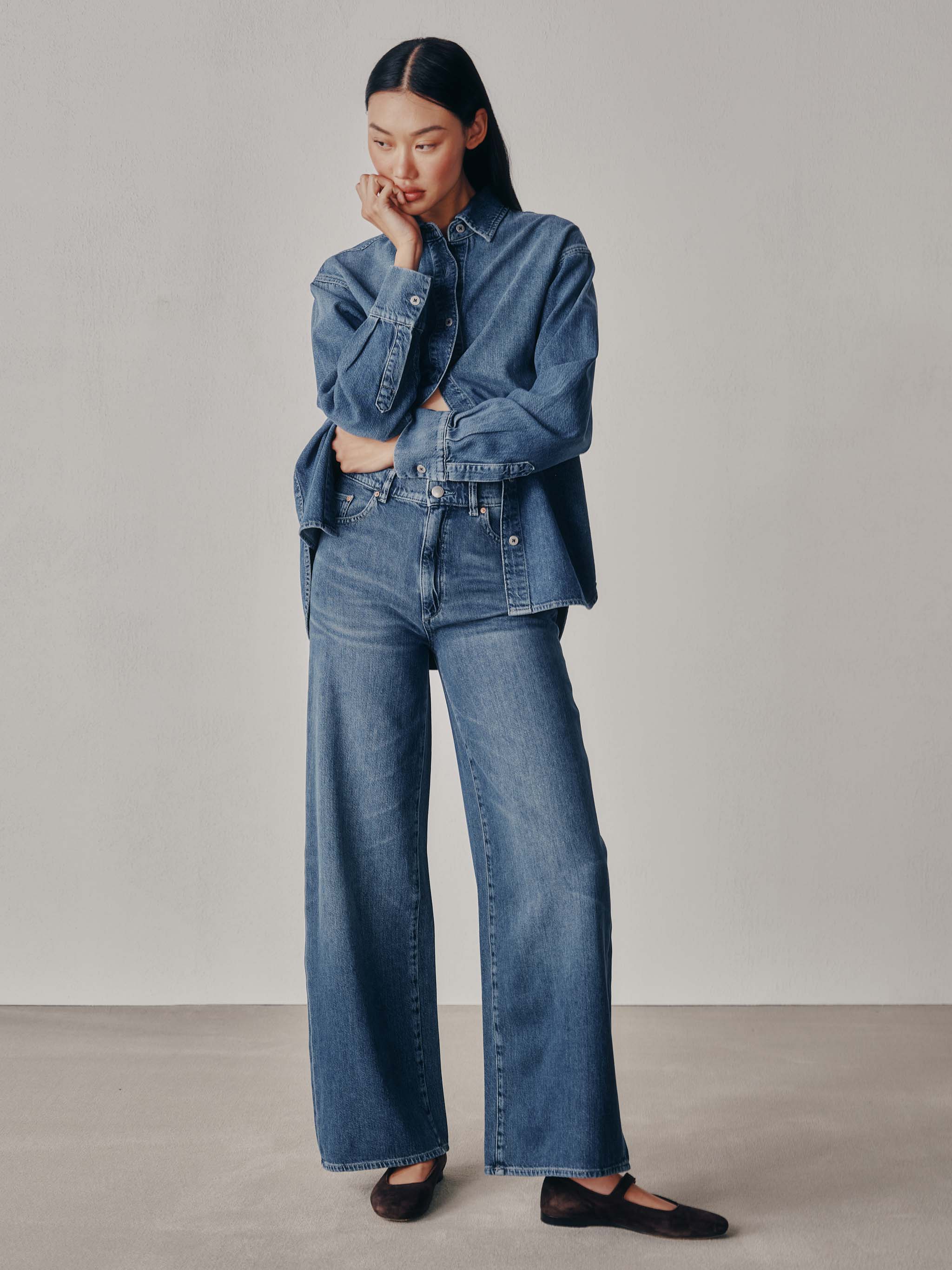 women's shirt blue denim