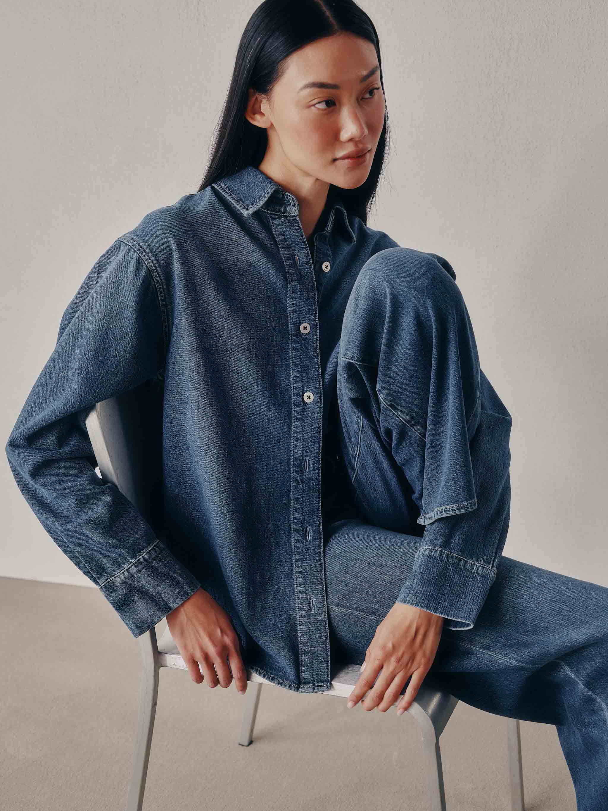 women's shirt blue denim