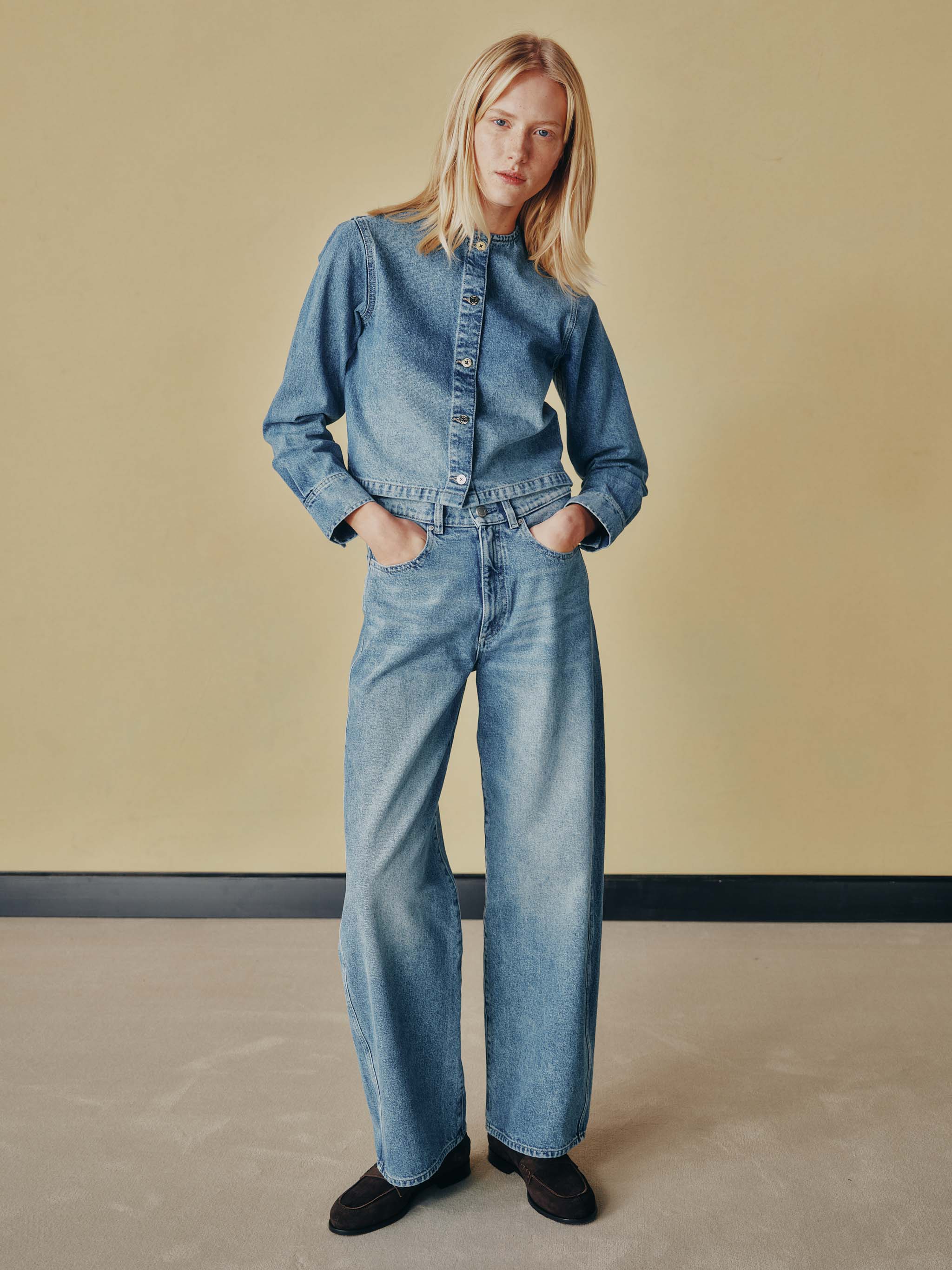women's barrel blue jean