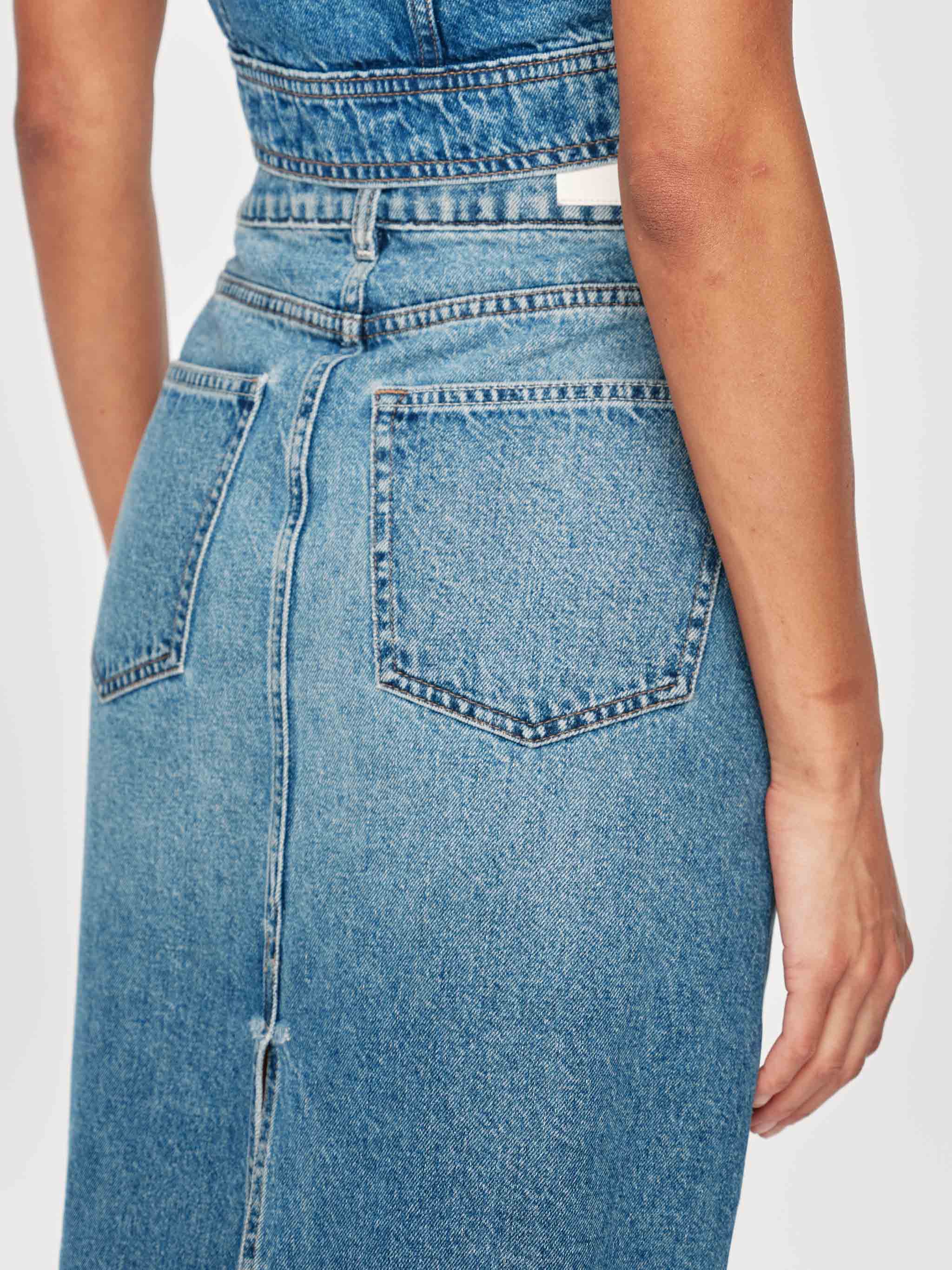 Lexie High Rise Denim Skirt Knee-Length | Endless Sea