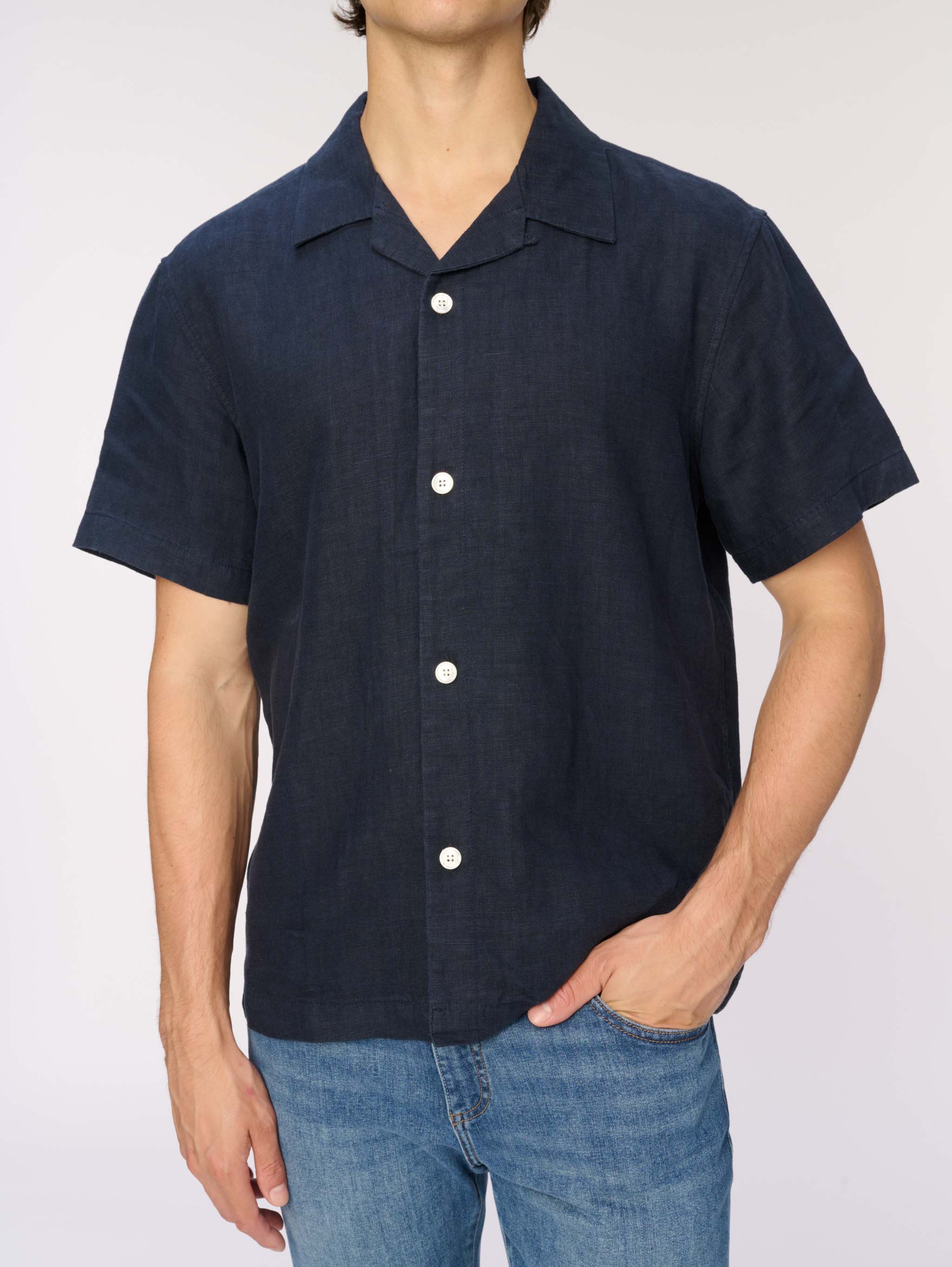 Hugh Shirt | Classic Navy Linen