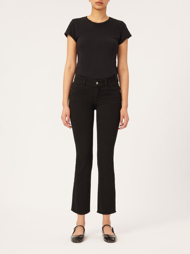 Mara Straight Mid Rise Instasculpt Ankle | Black Peached Raw