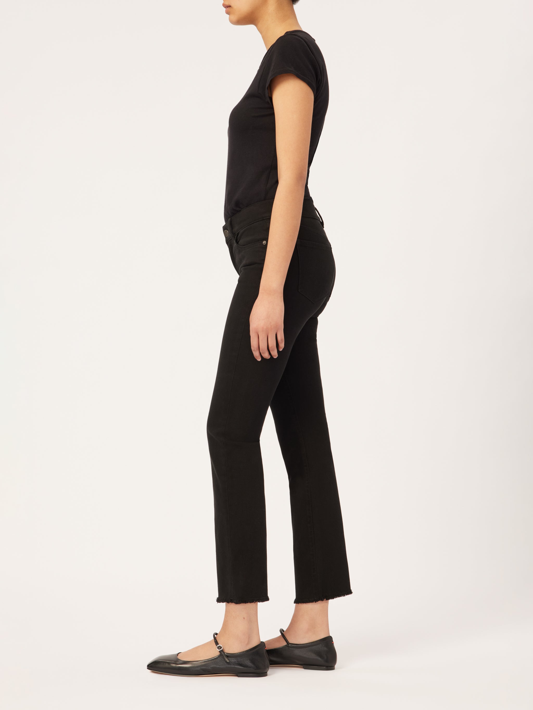 Mara Straight Mid Rise Instasculpt Ankle | Black Peached Raw