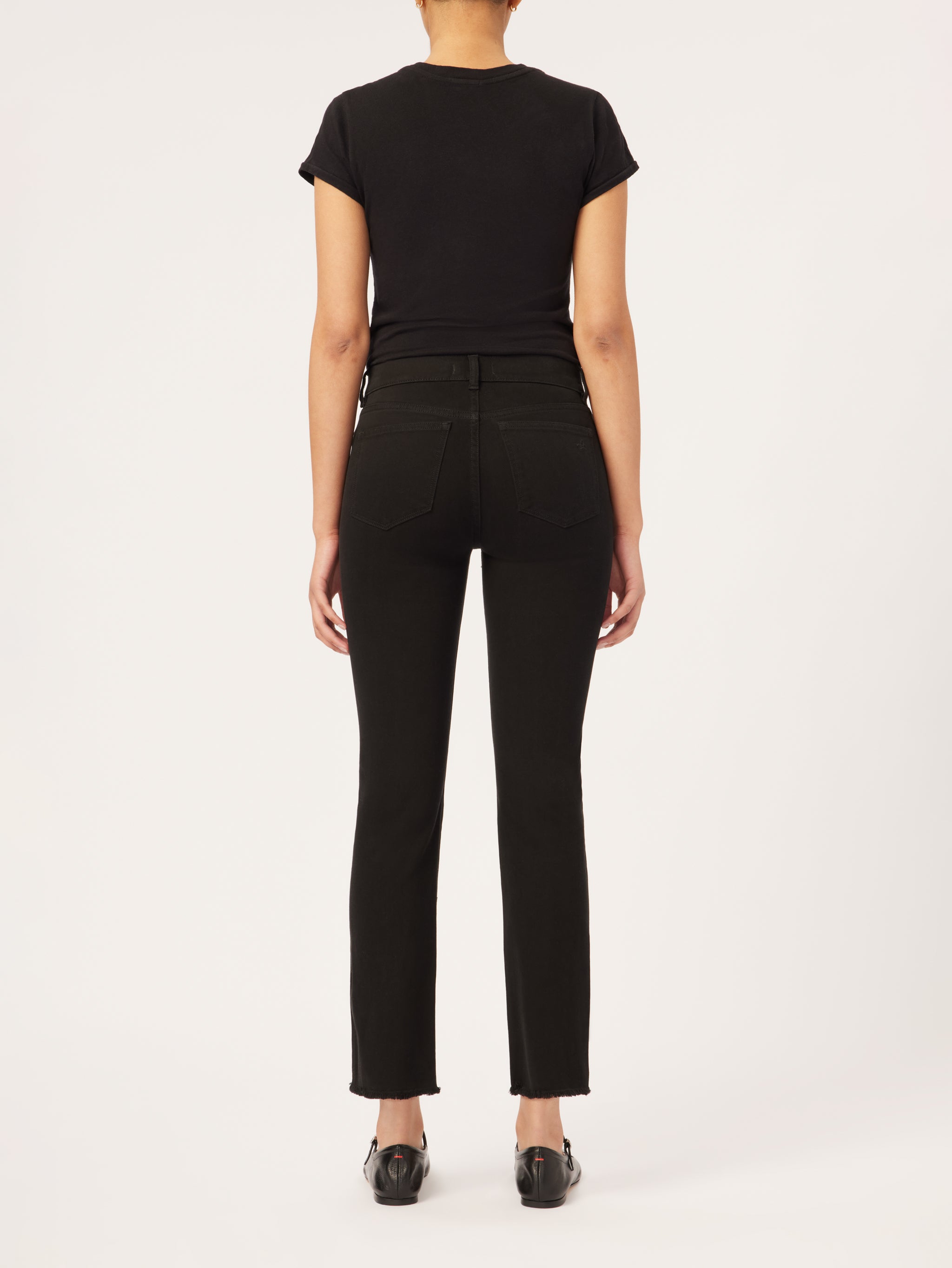 Mara Straight Mid Rise Instasculpt Ankle | Black Peached Raw