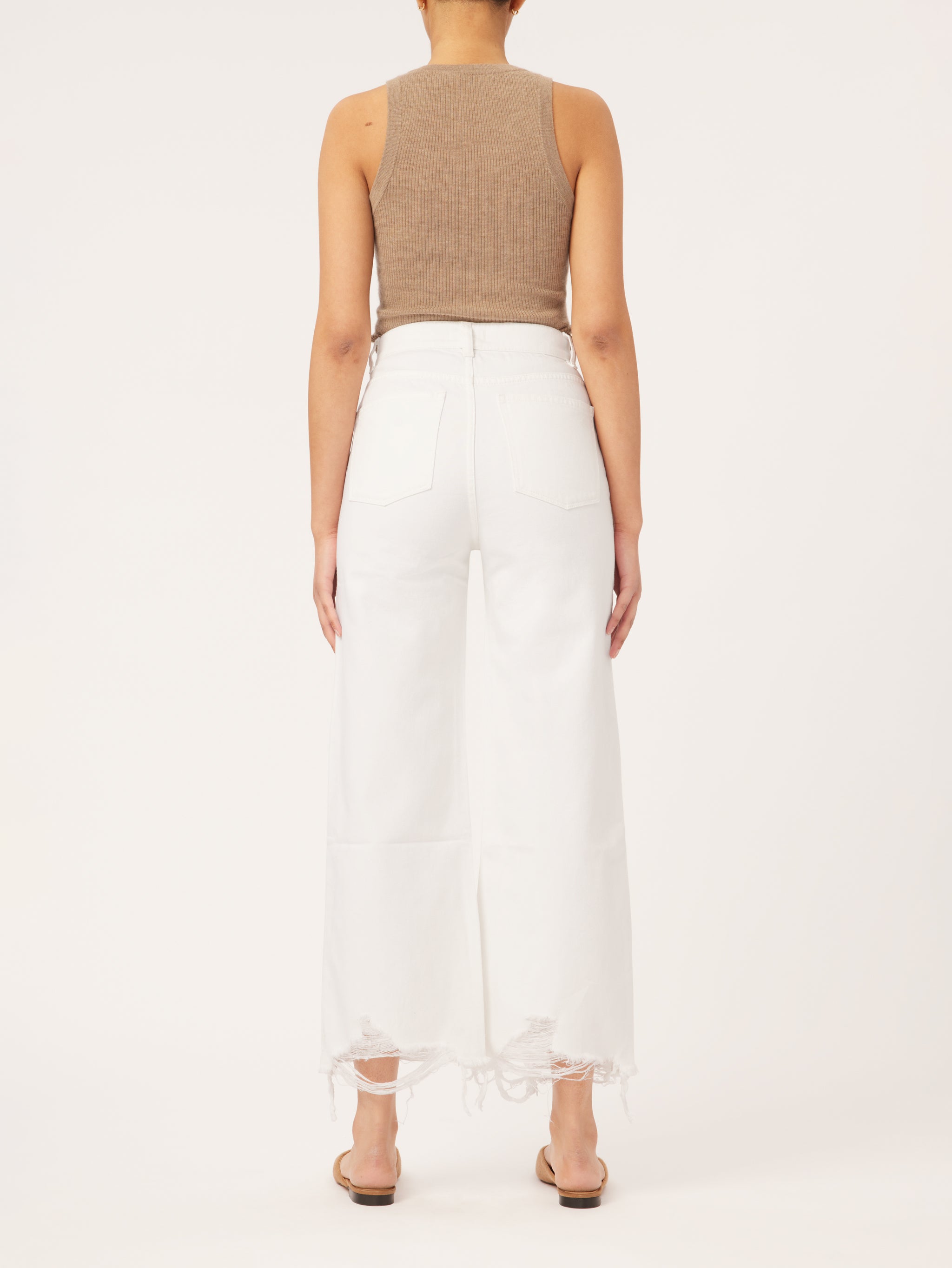 Hepburn Wide Leg High Rise Vintage | White Distressed
