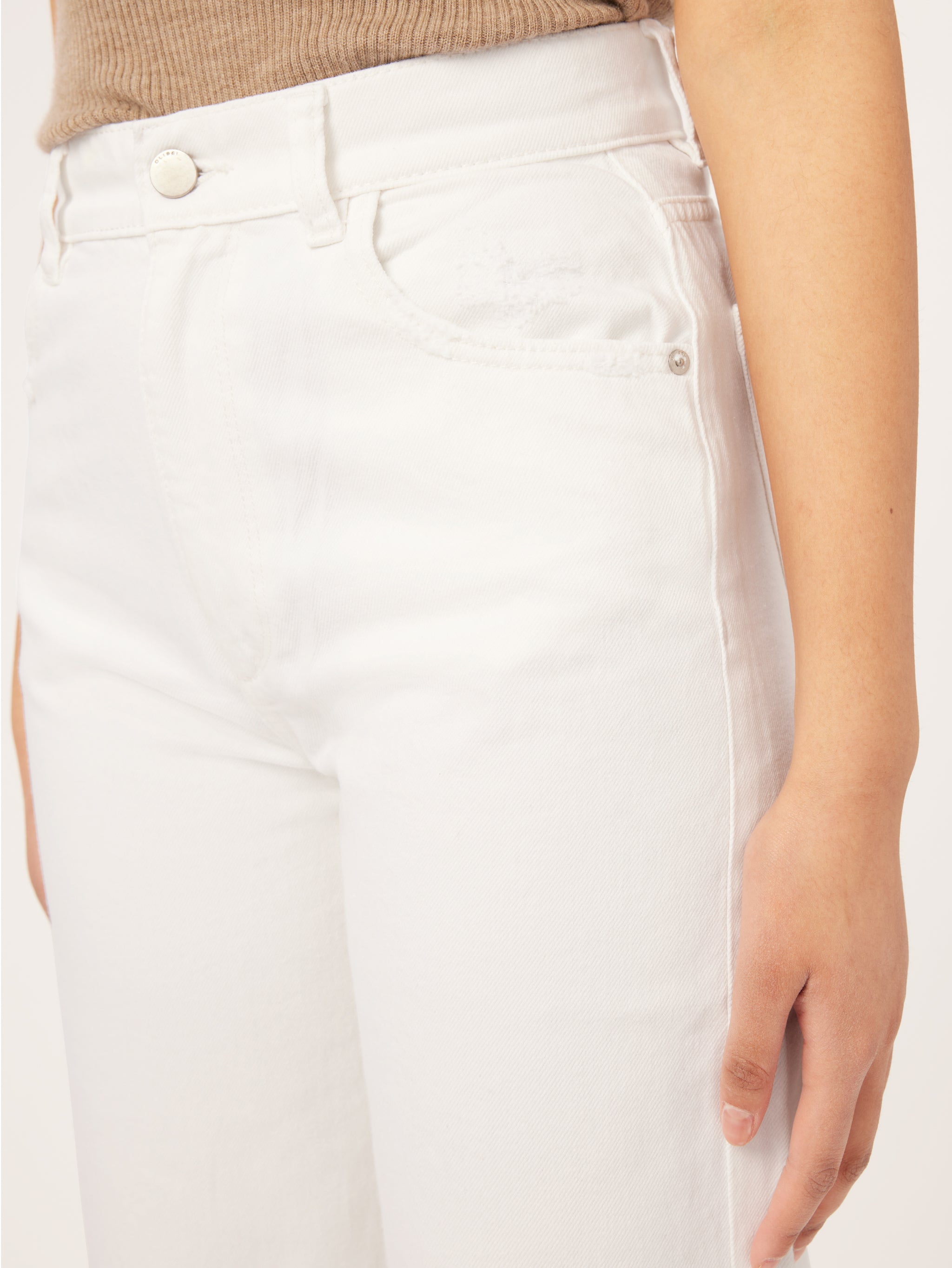 Hepburn Wide Leg High Rise Vintage Jeans | White Distressed