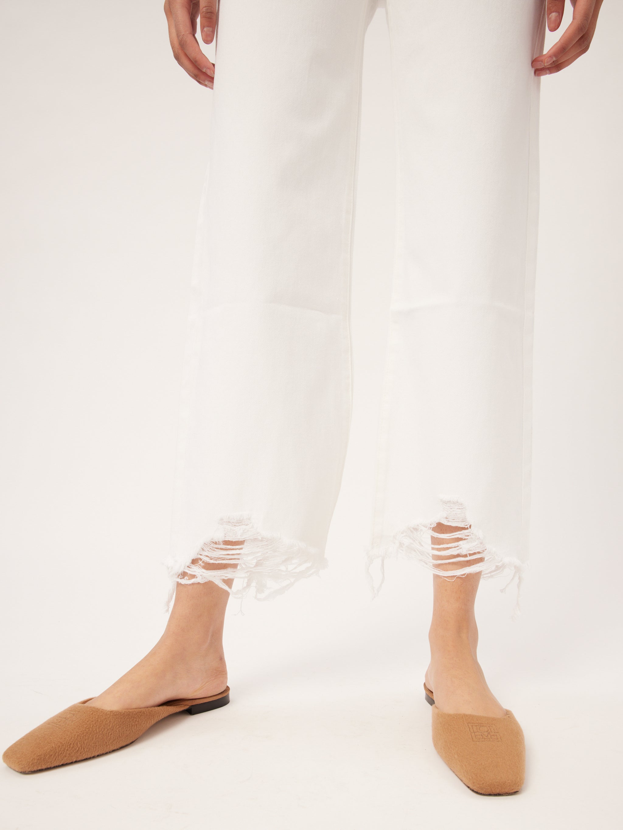 Hepburn Wide Leg High Rise Vintage | White Distressed